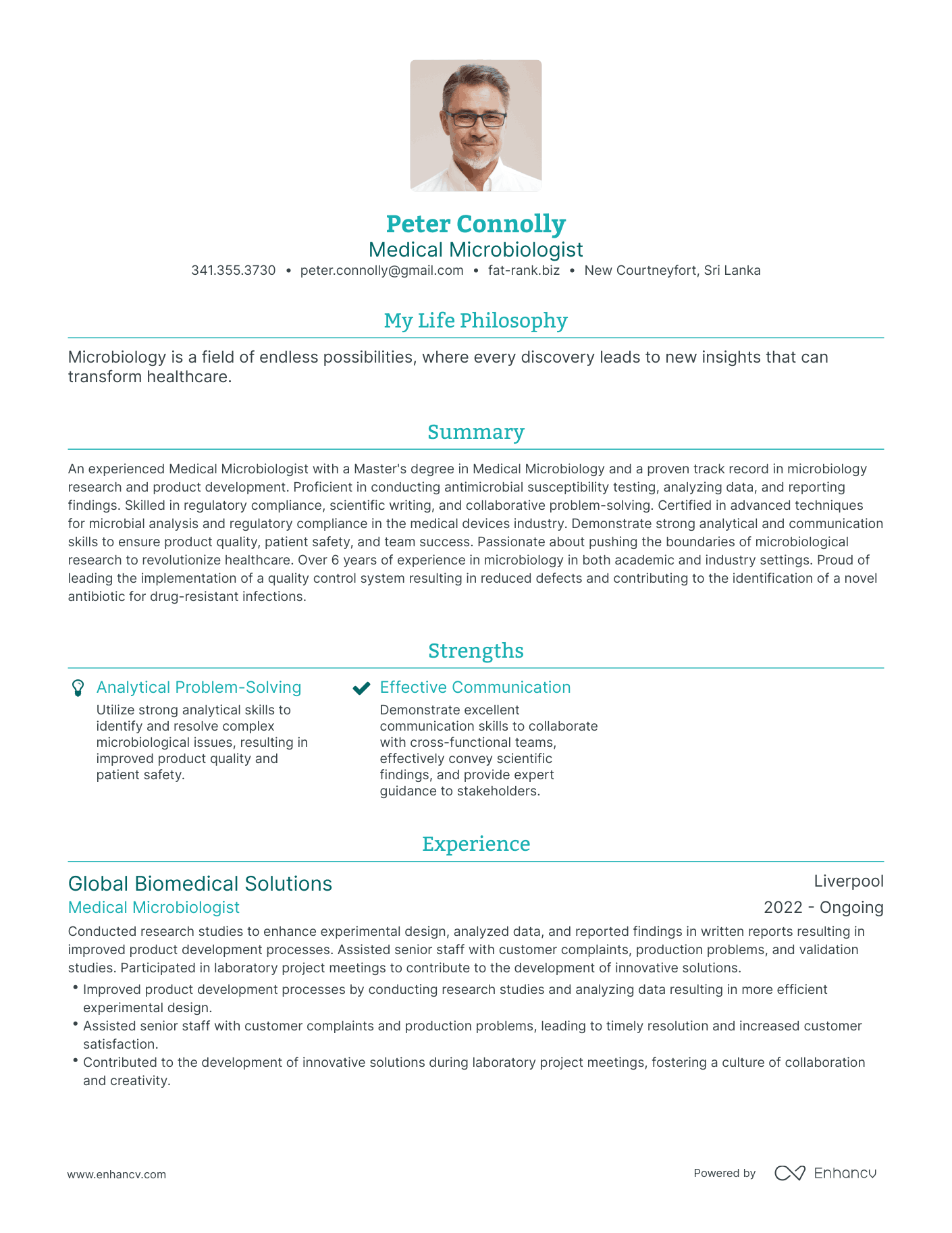 Modern Medical Microbiologist Resume Example
