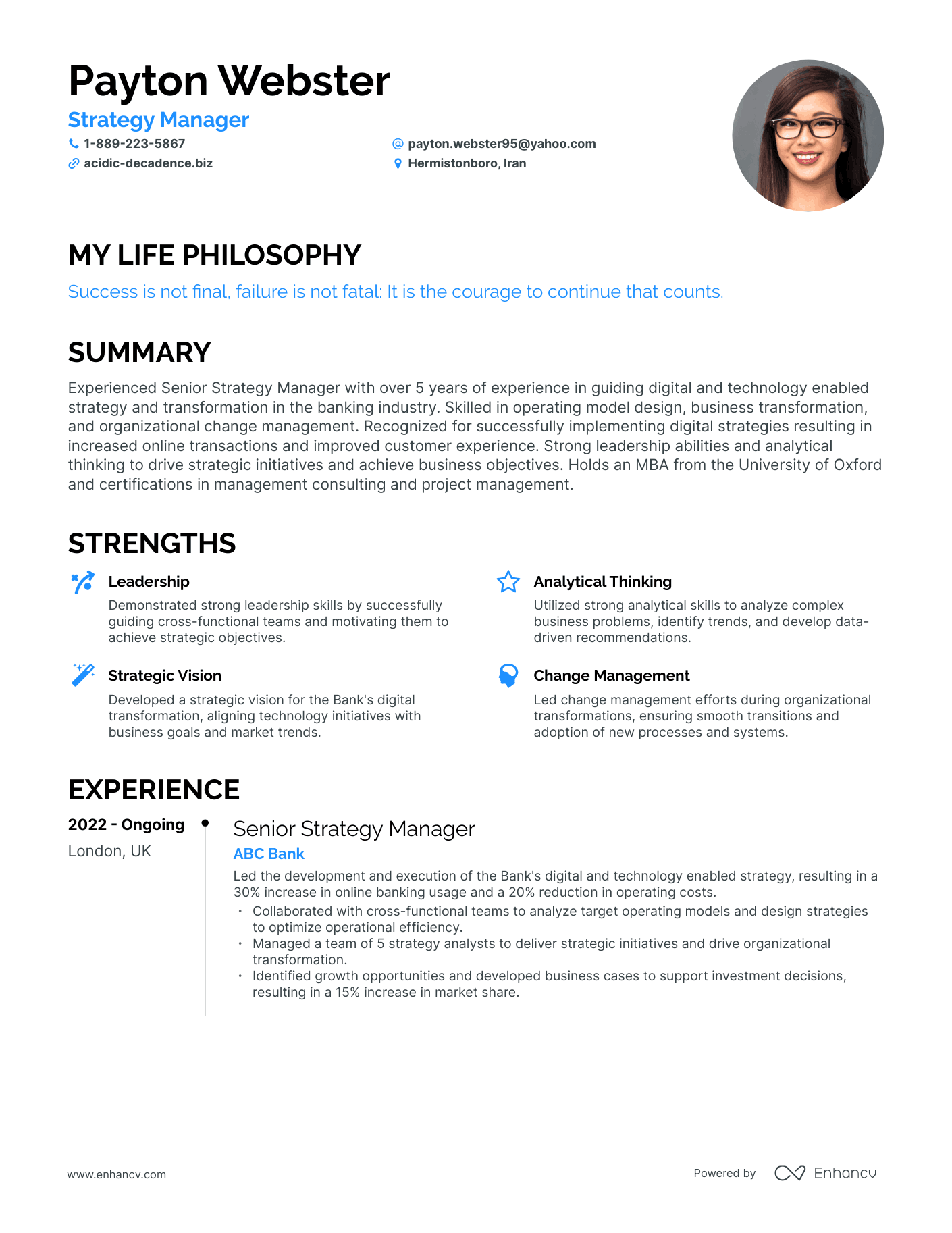 Creative Strategy Manager Resume Example