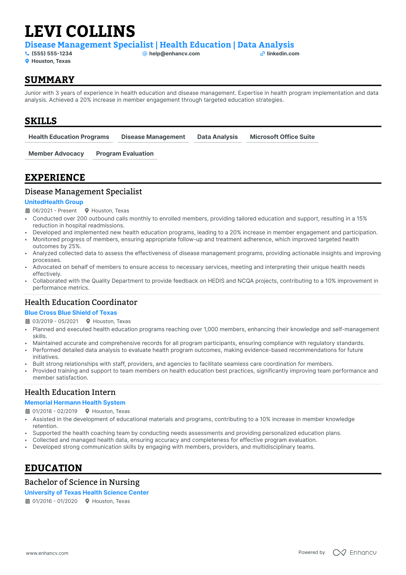 Health Education Specialist Resume Example Resume Example