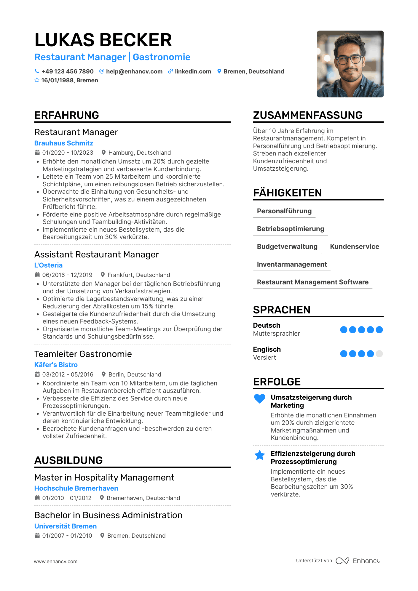 Gastronomie CV