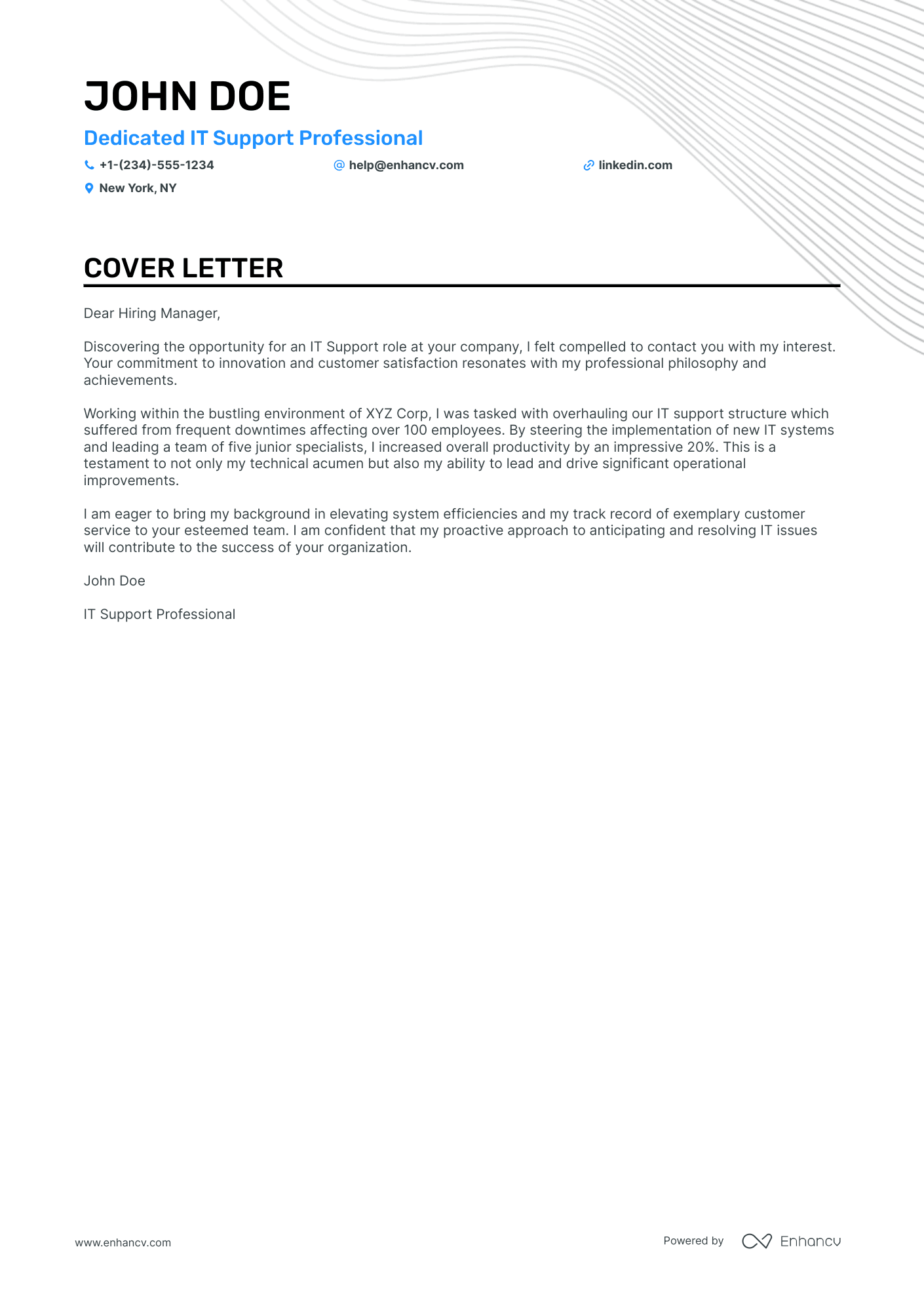 Help Desk cover letter