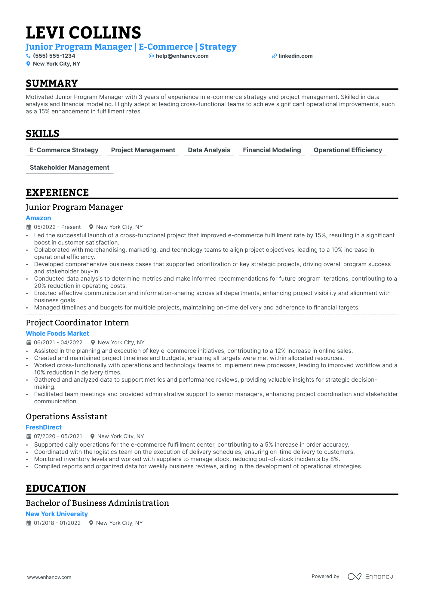 E-commerce Business Owner resume example