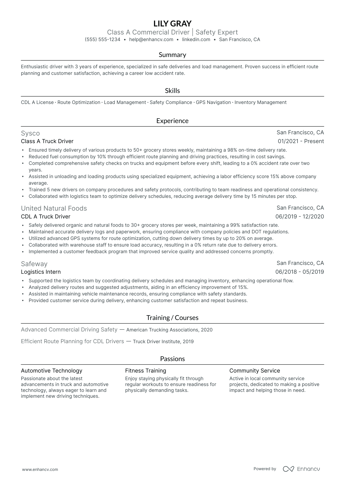 Grocery Delivery Driver resume example