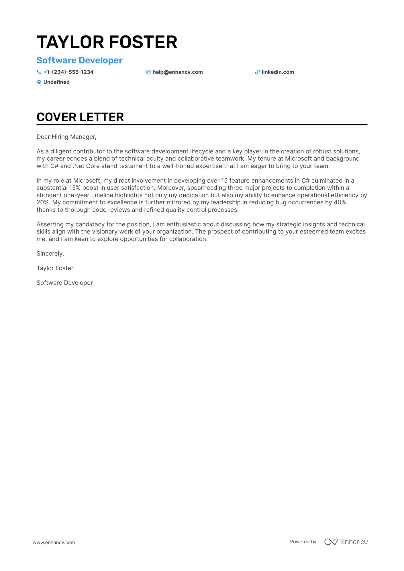 Entry Level Software Developer cover letter