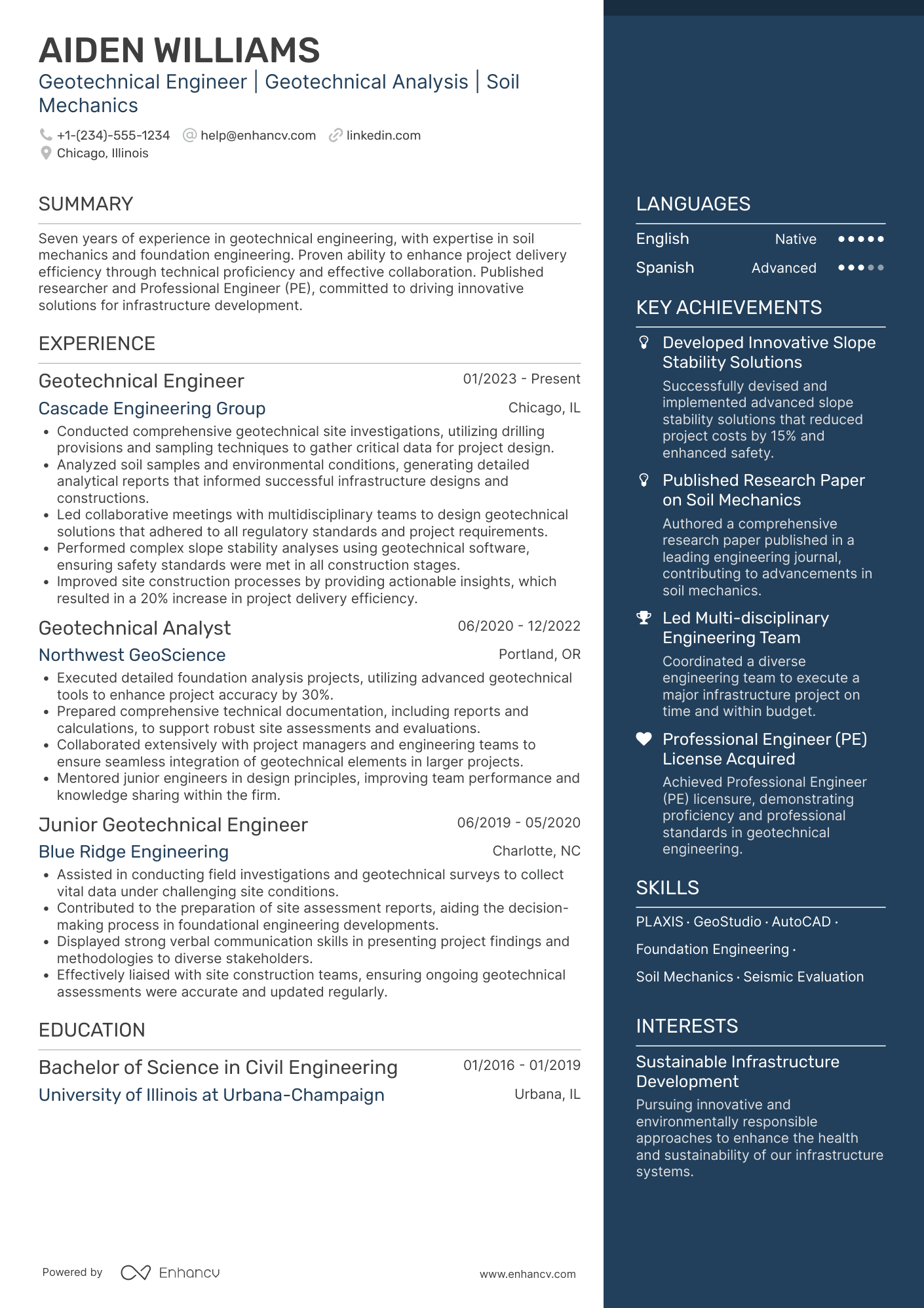 Geotechnical Engineering resume example