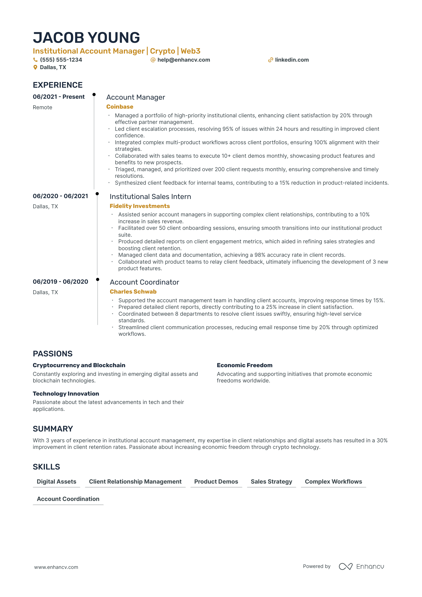 Account Manager resume example