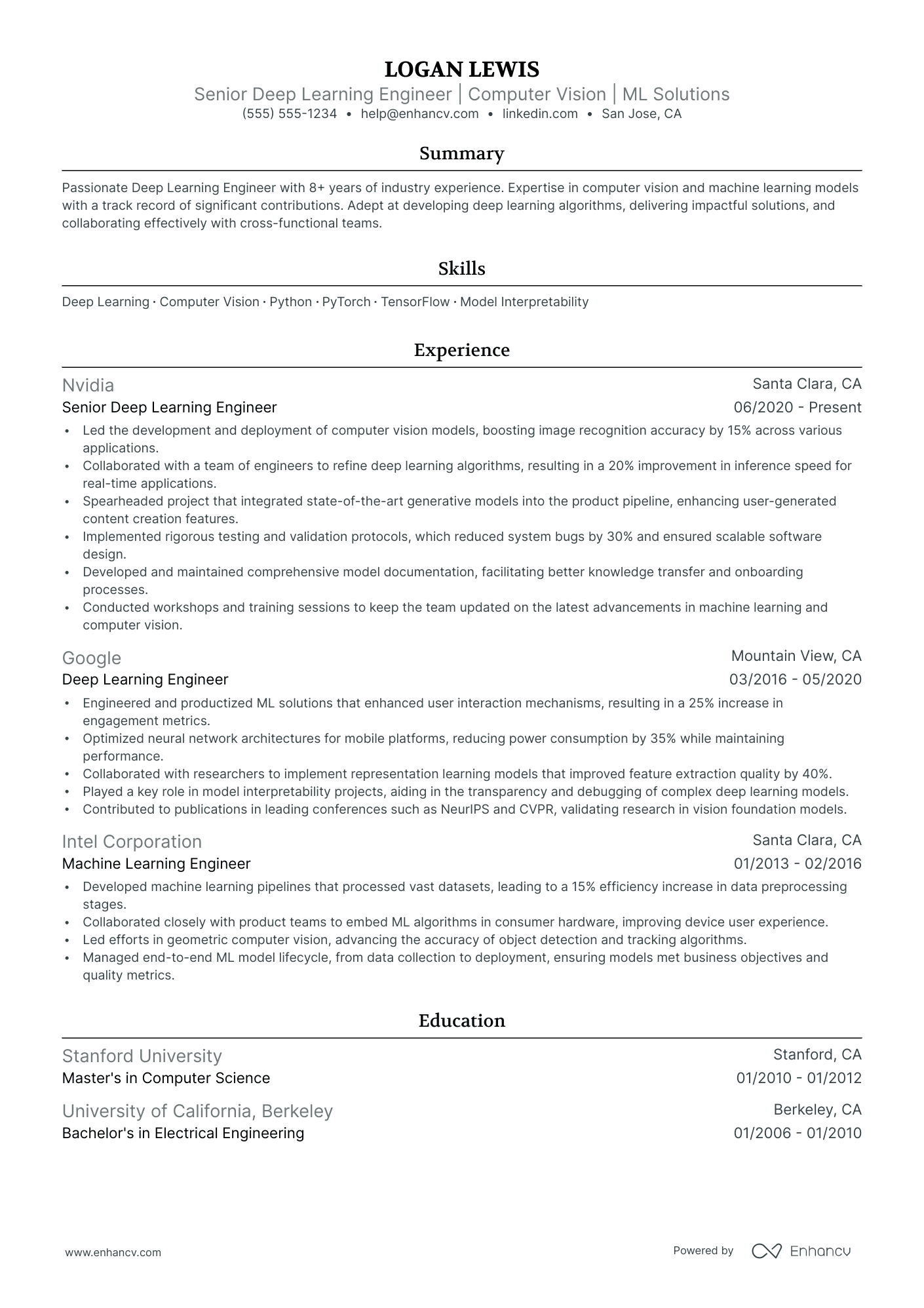 Junior Computer Vision Engineer Resume Example Resume Example