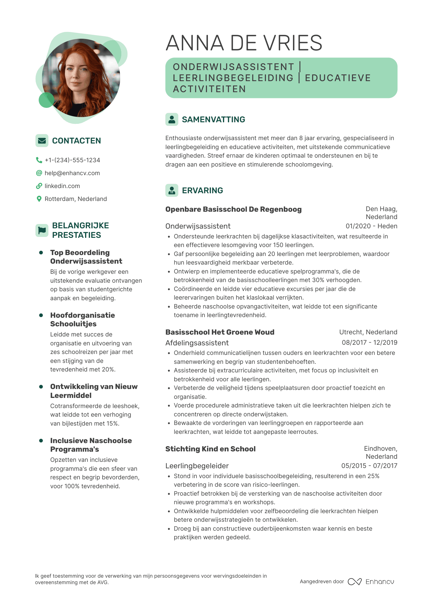 Onderwijsassistent CV