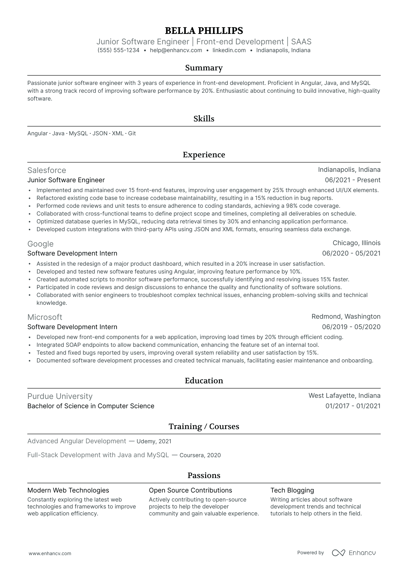 Senior Front End Developer Resume Example Resume Example