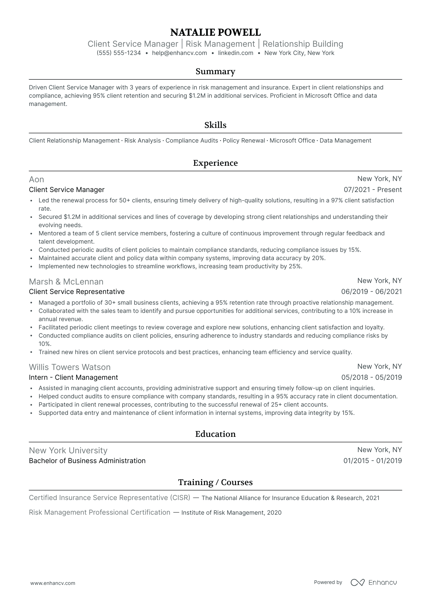 Small Business Relationship Manager resume example