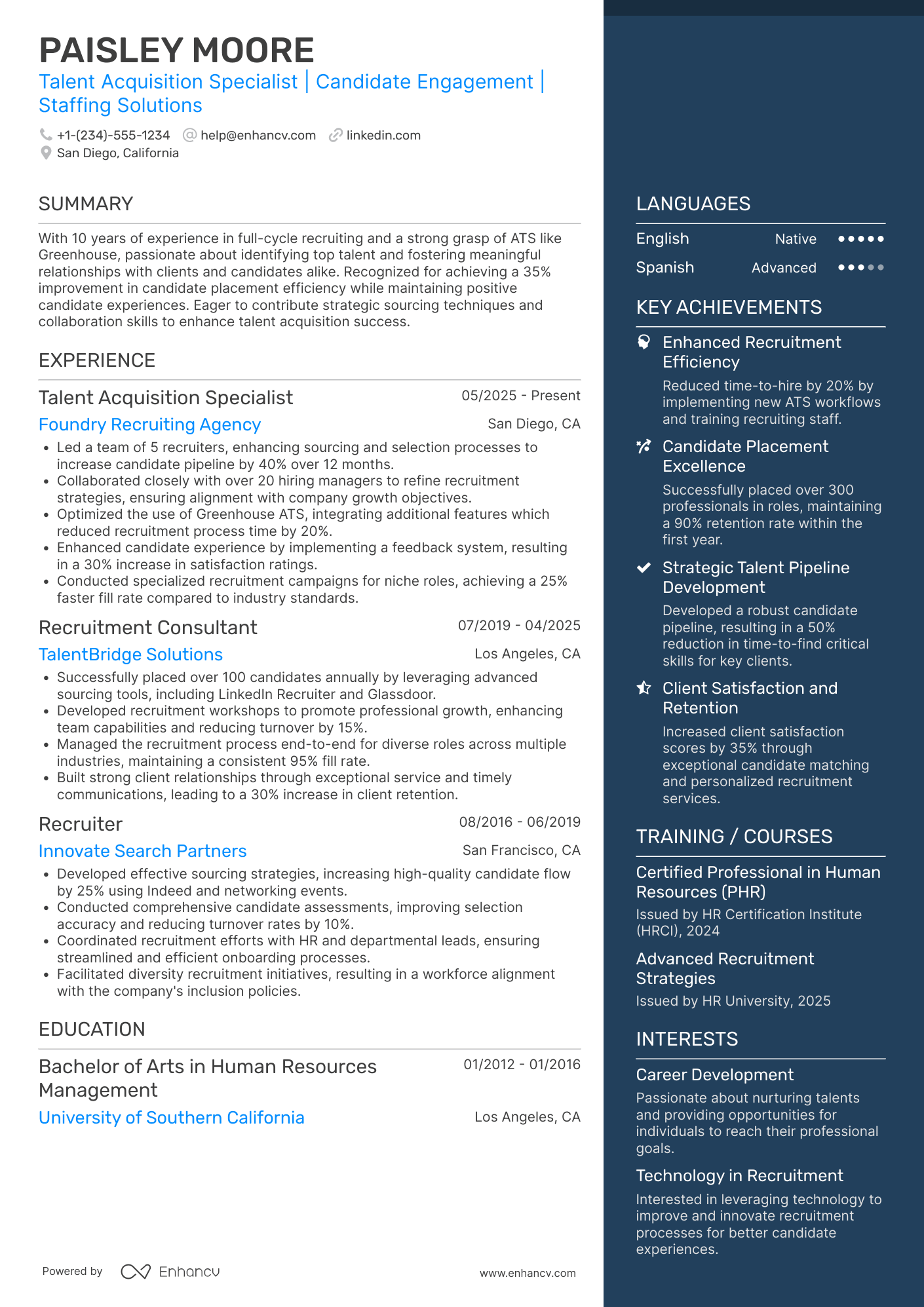 Recruiter resume example