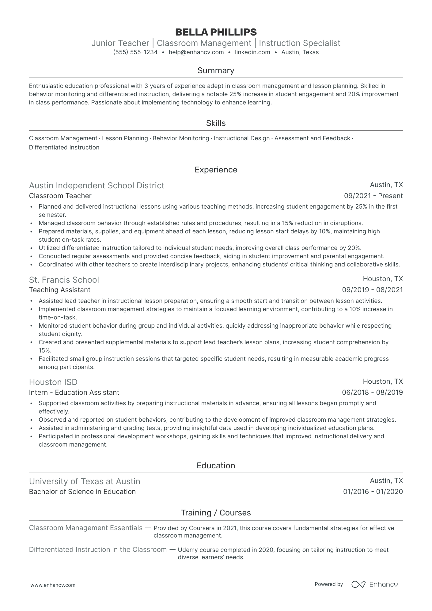 Elementary Art Teacher resume example