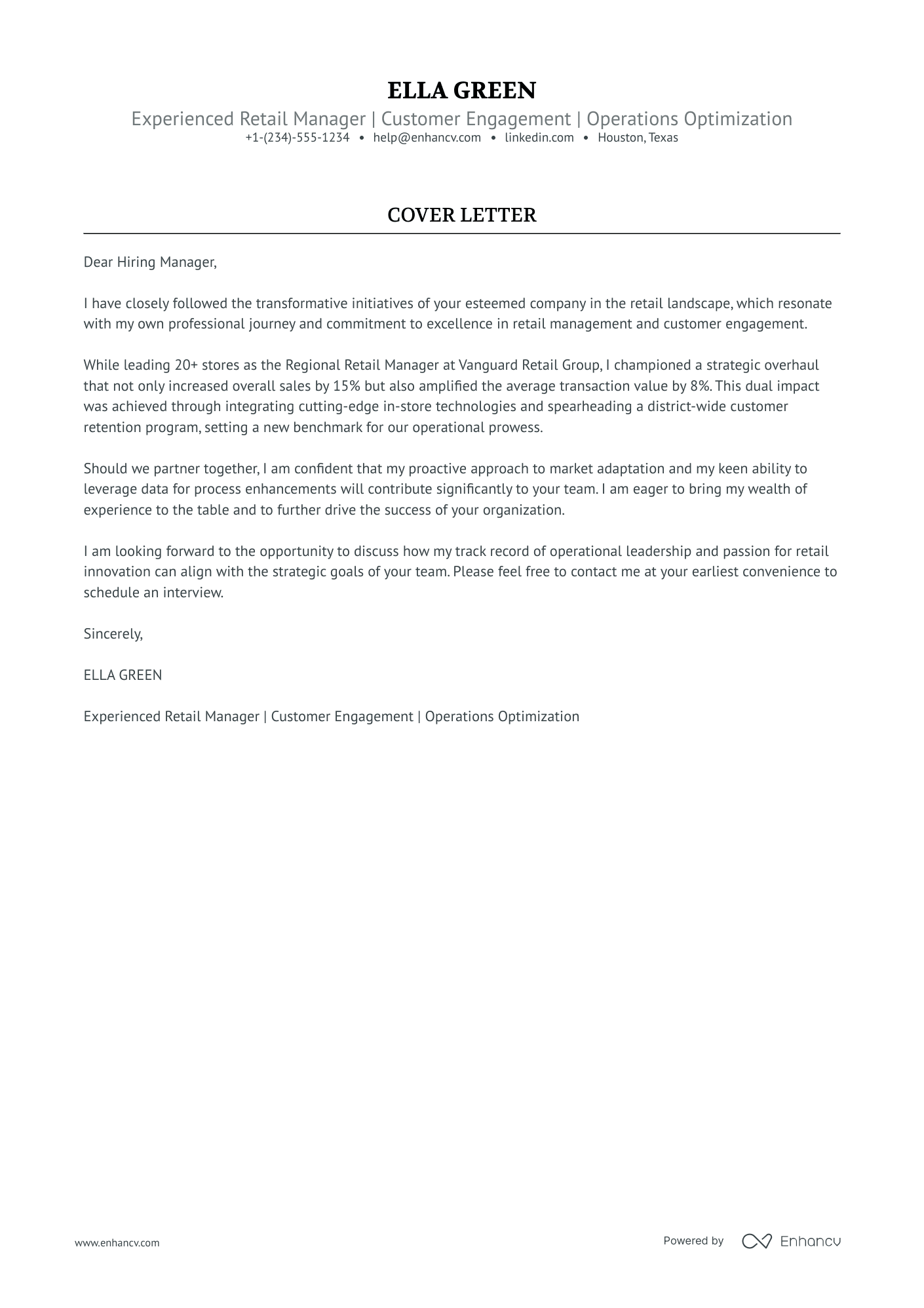 Retail Director cover letter