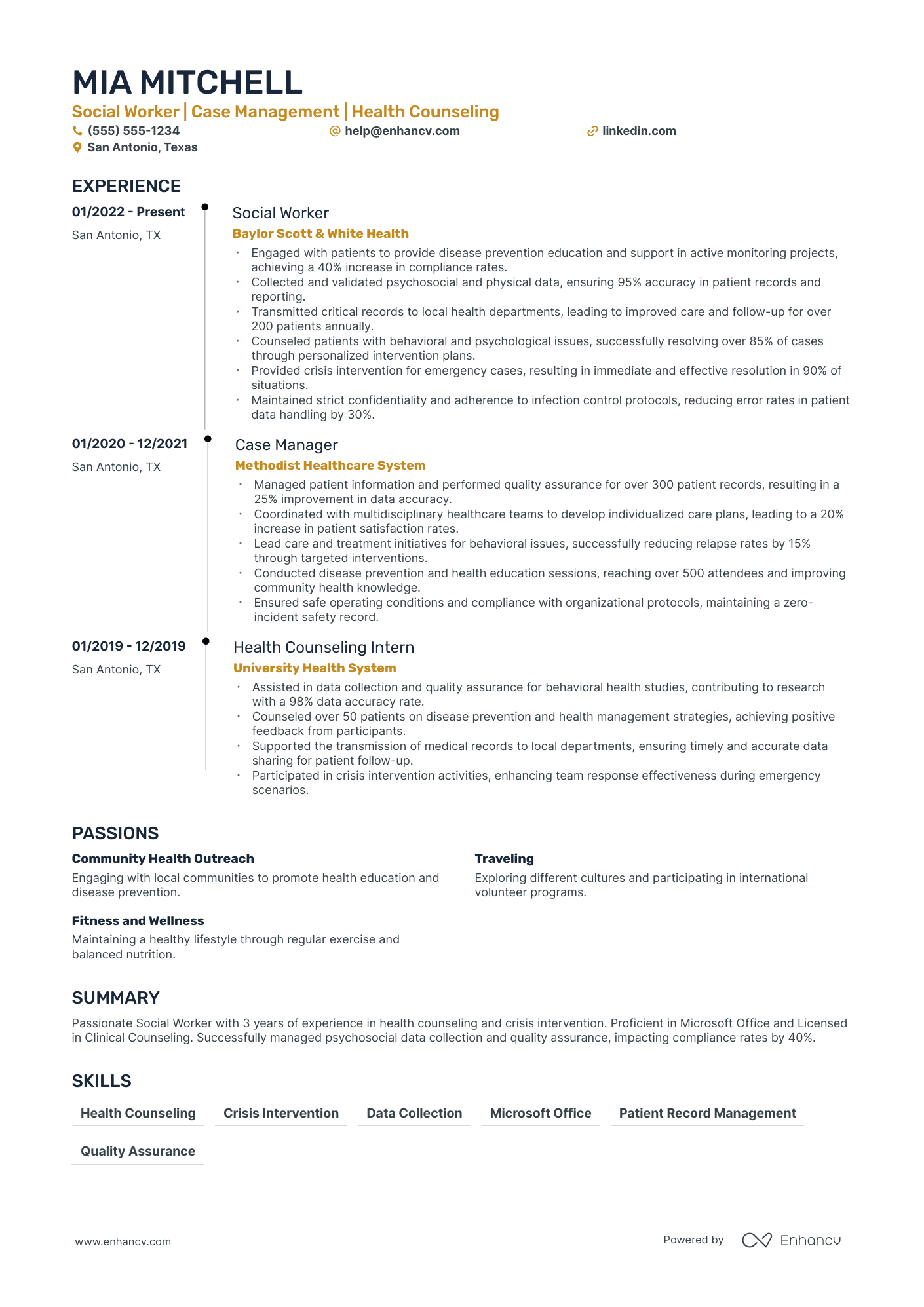 Social Worker Case Manager resume example