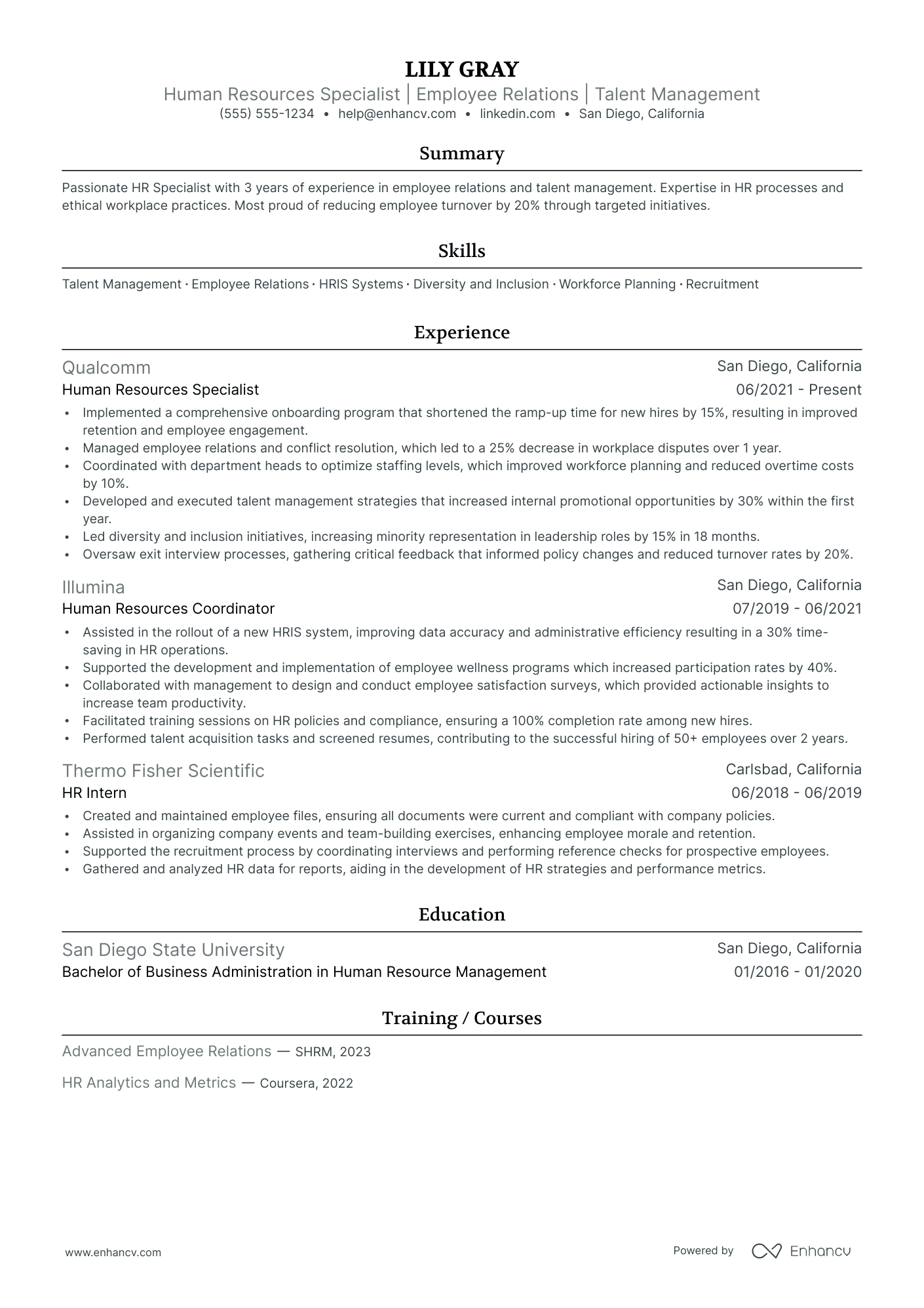 Chief Human Resources Officer resume example