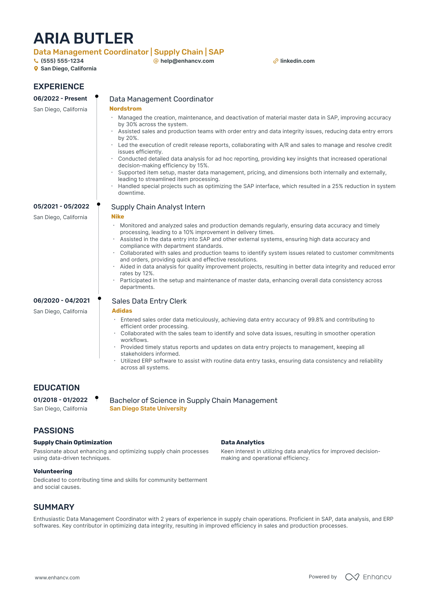 Data Entry Coordinator resume example