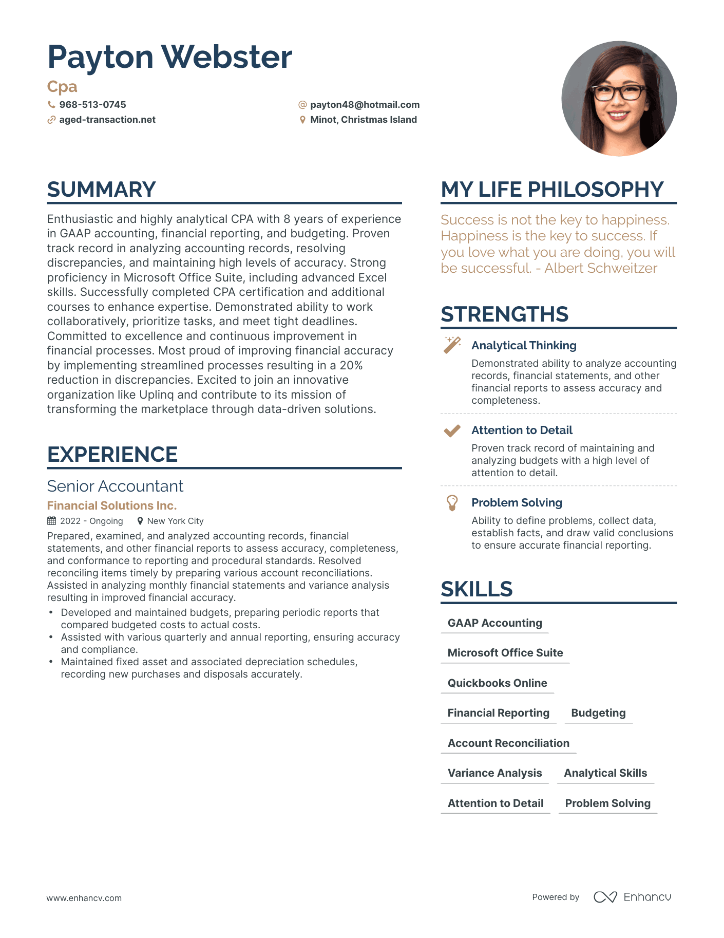Modern Cpa Resume Example
