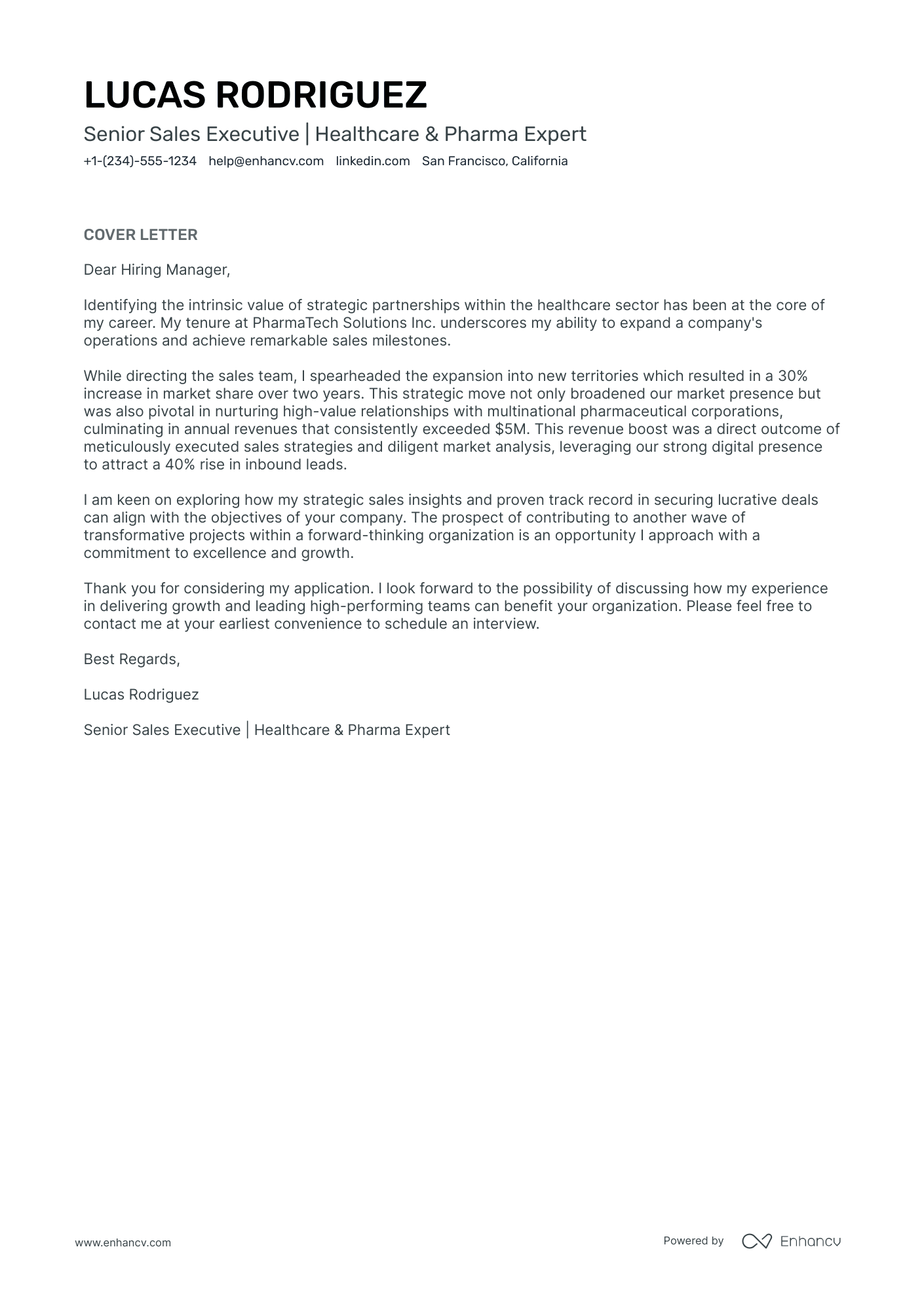 Senior Sales Manager cover letter
