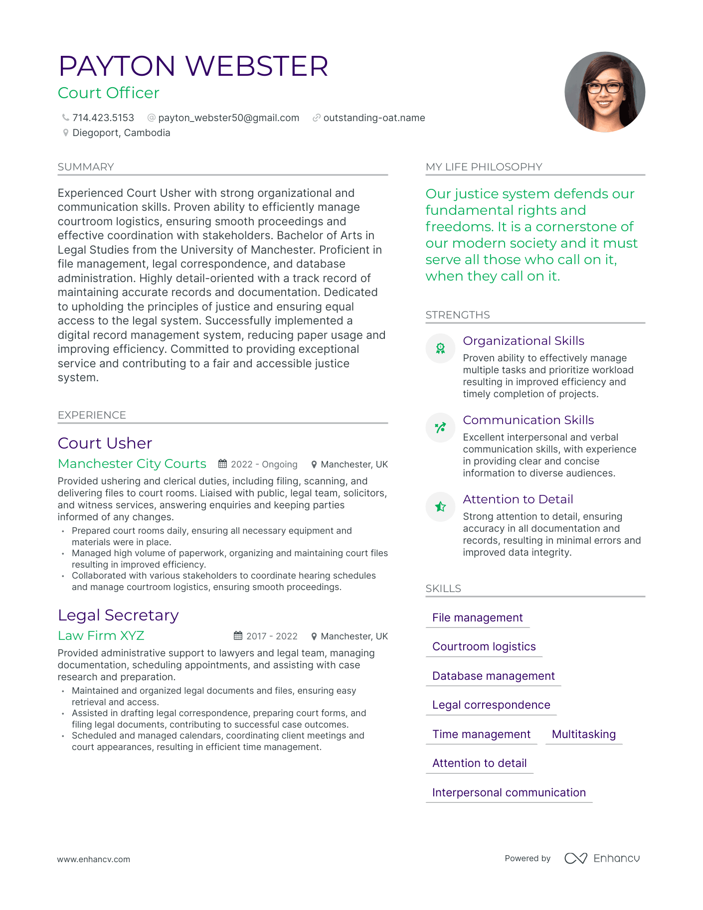 Court Officer resume example