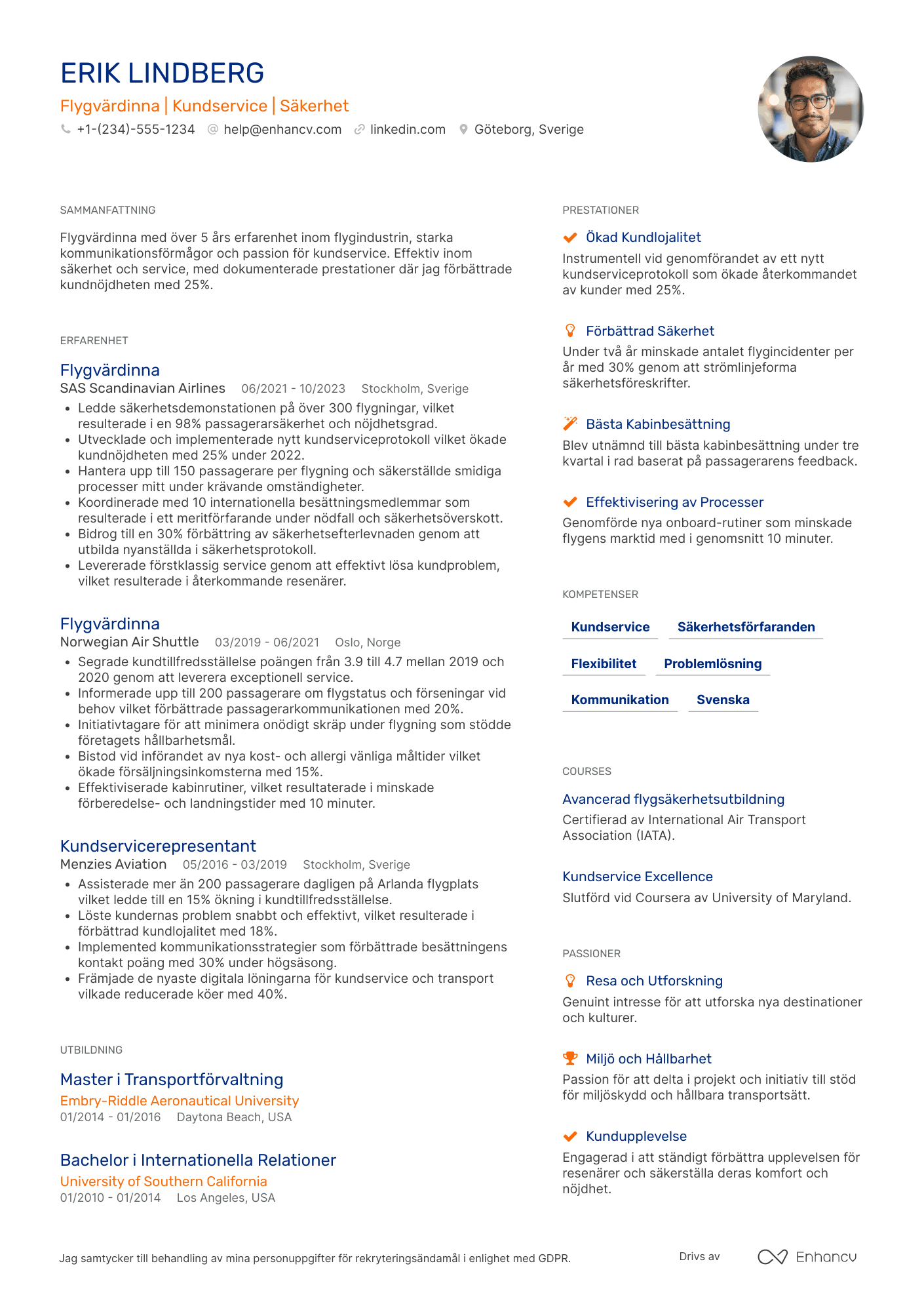 Flygvärdinna CV