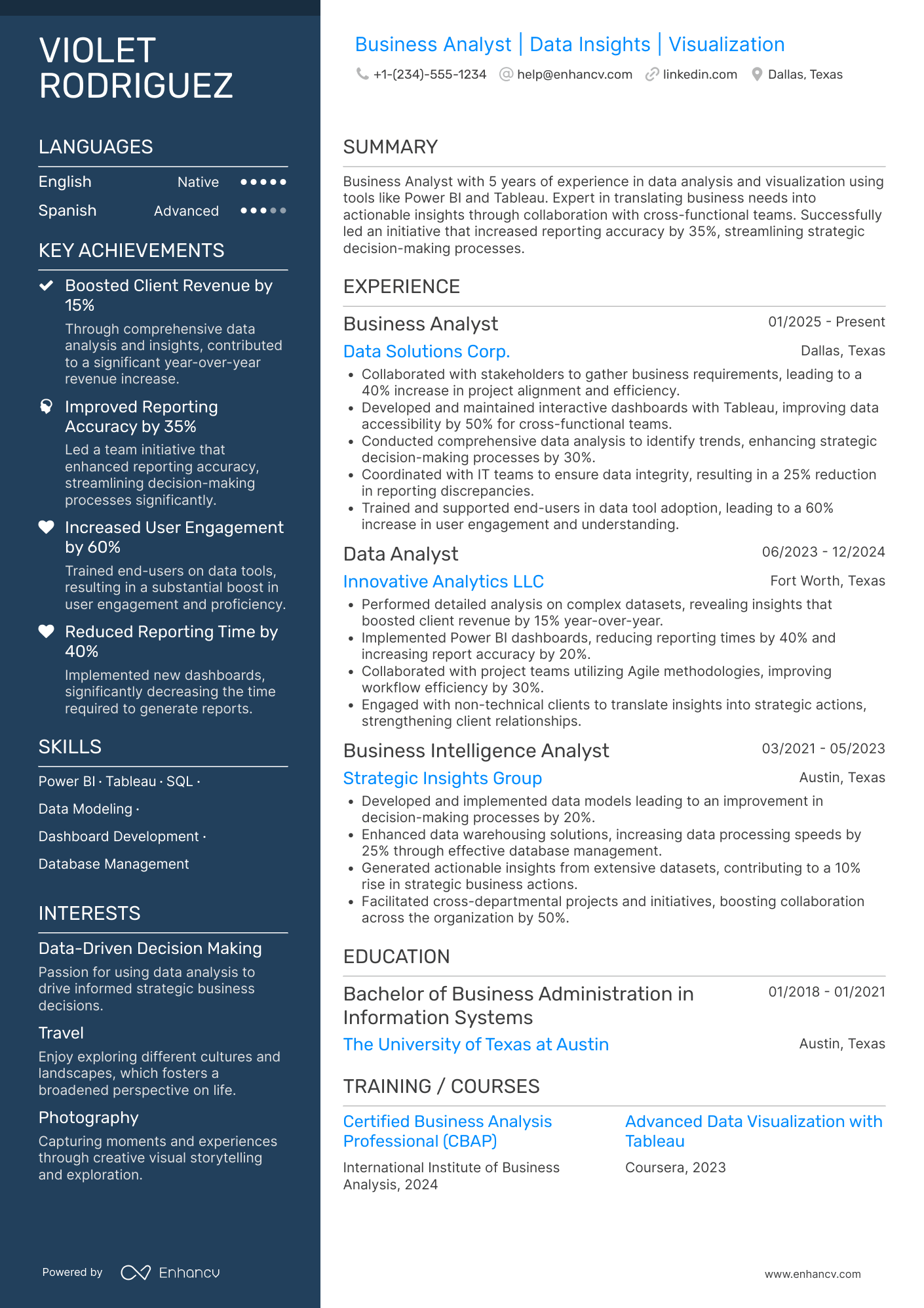 Business Analyst resume example