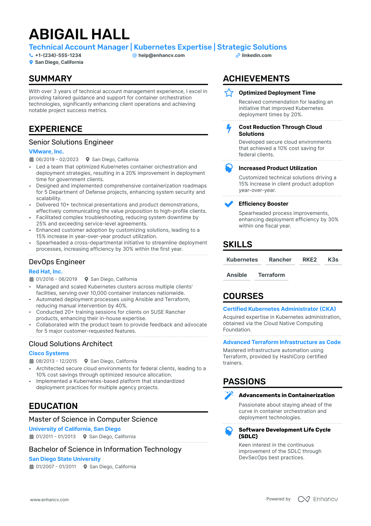 Technical Account Manager resume example