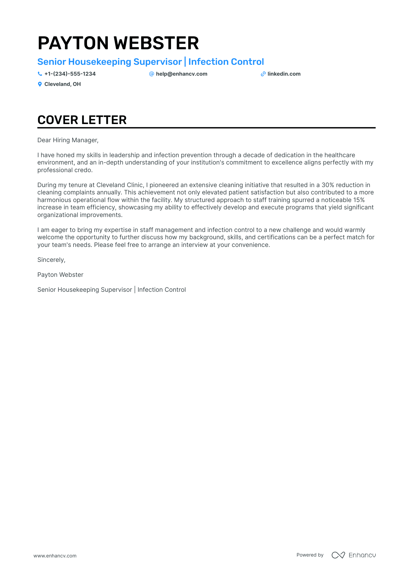Hospital Housekeeping cover letter