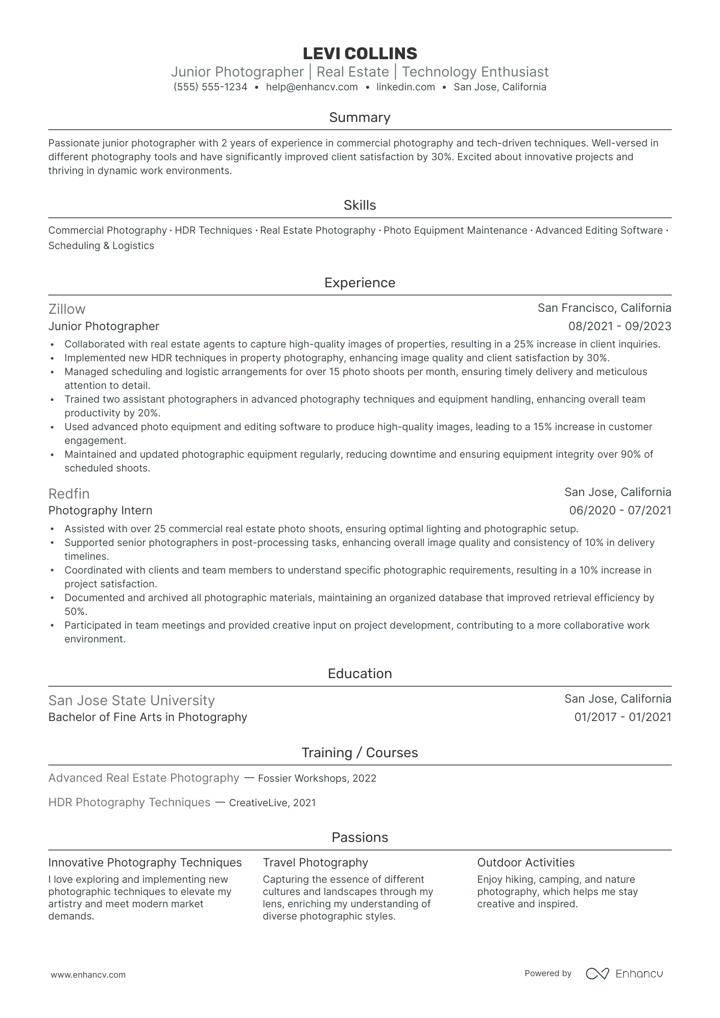 Real Estate Photographer resume example