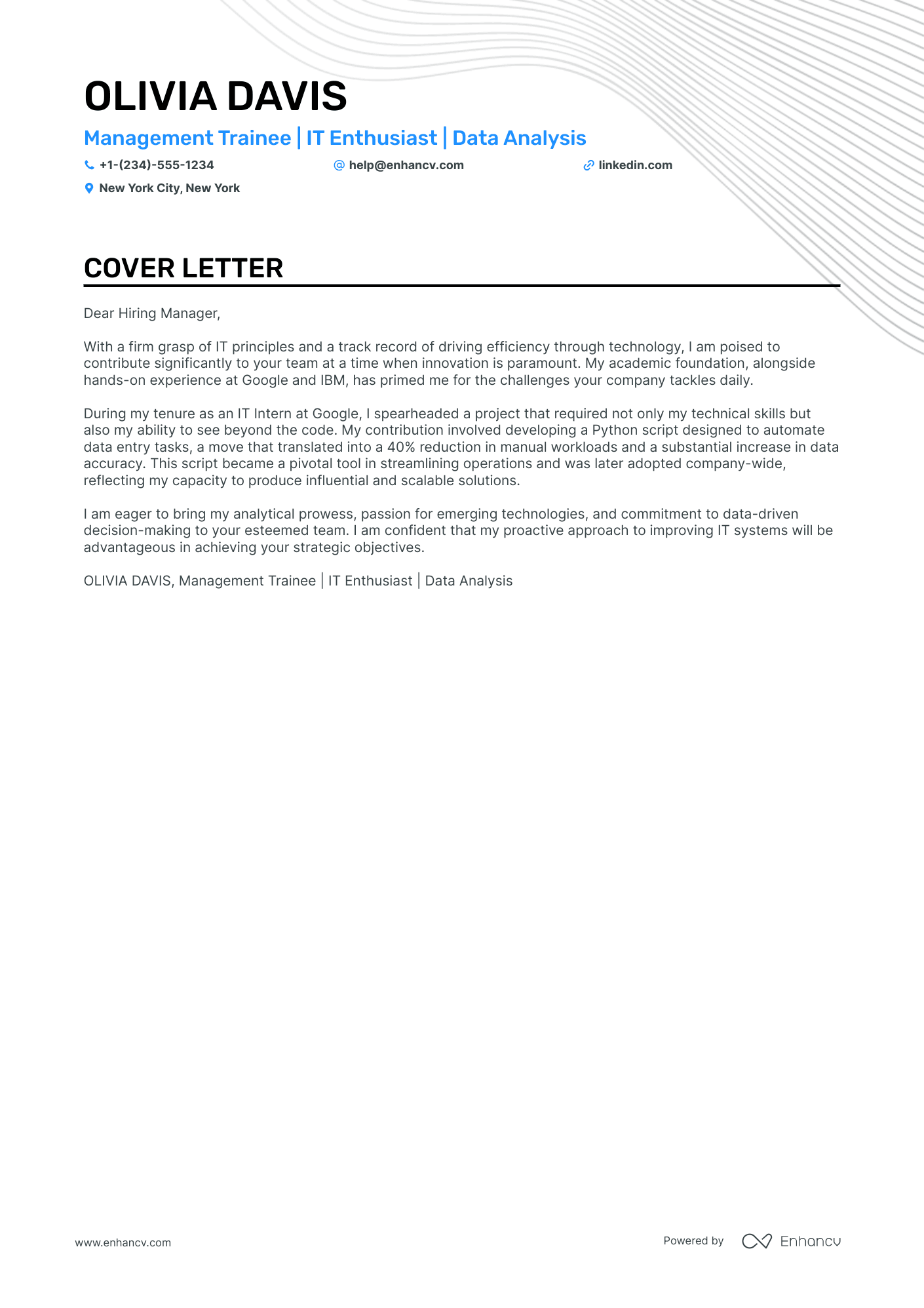 Entry Level It cover letter