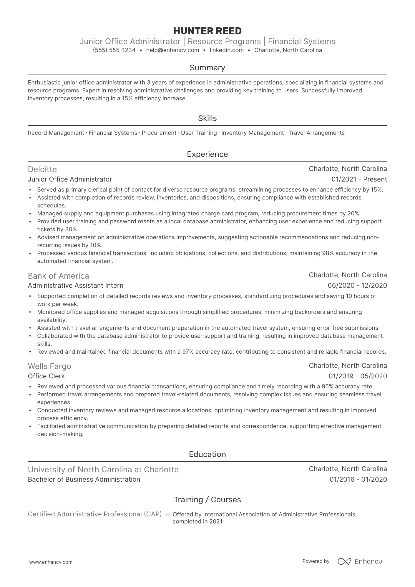 Office Administrator Assistant resume example