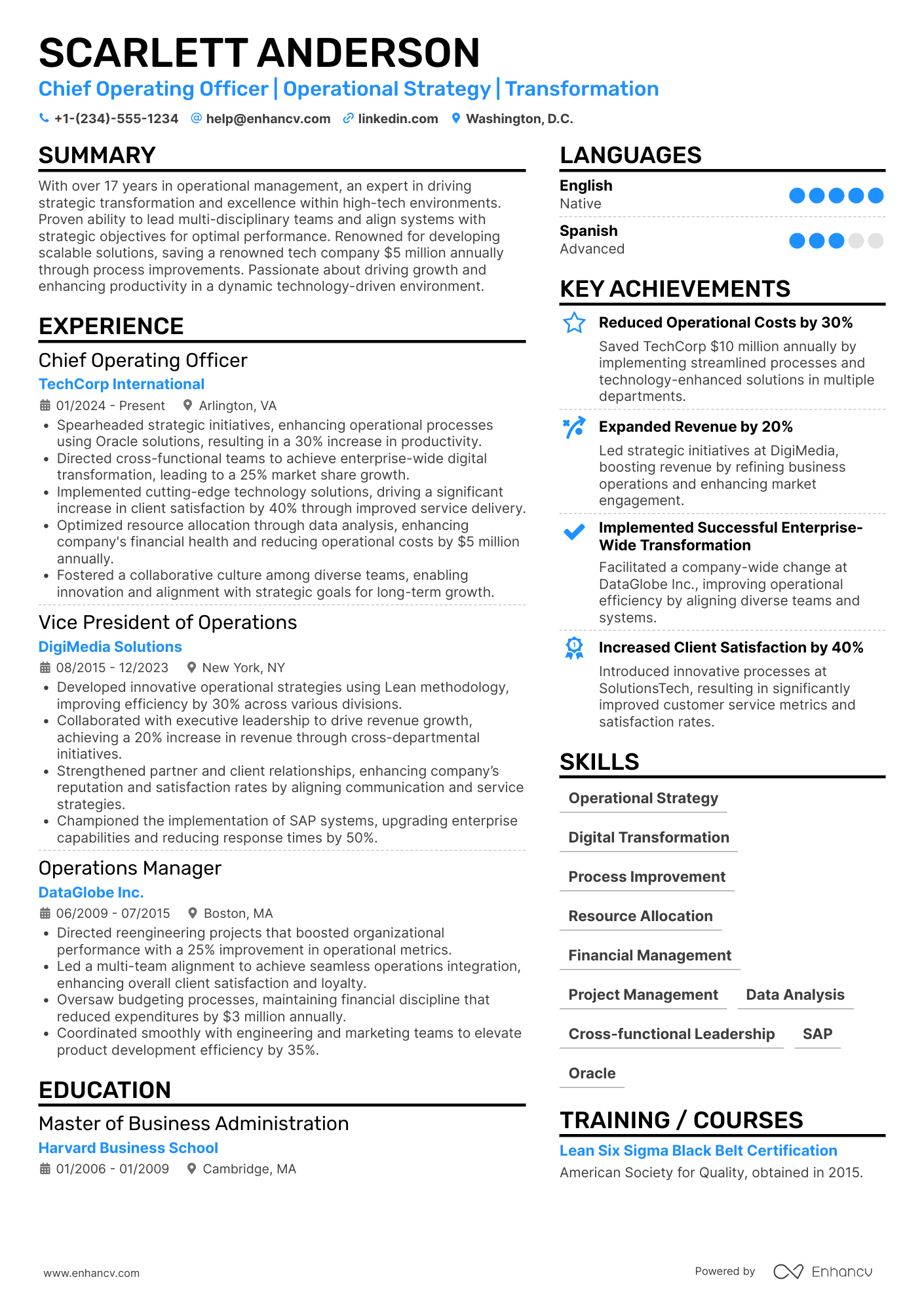coo resume example