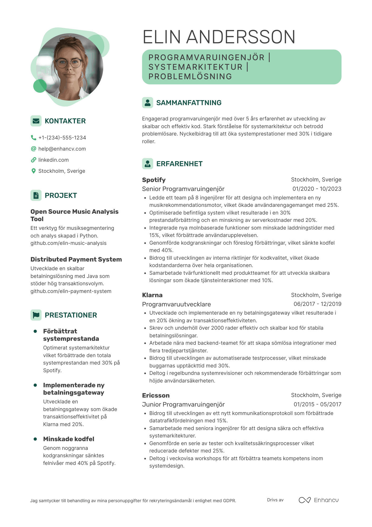 Programvaruingenjör CV