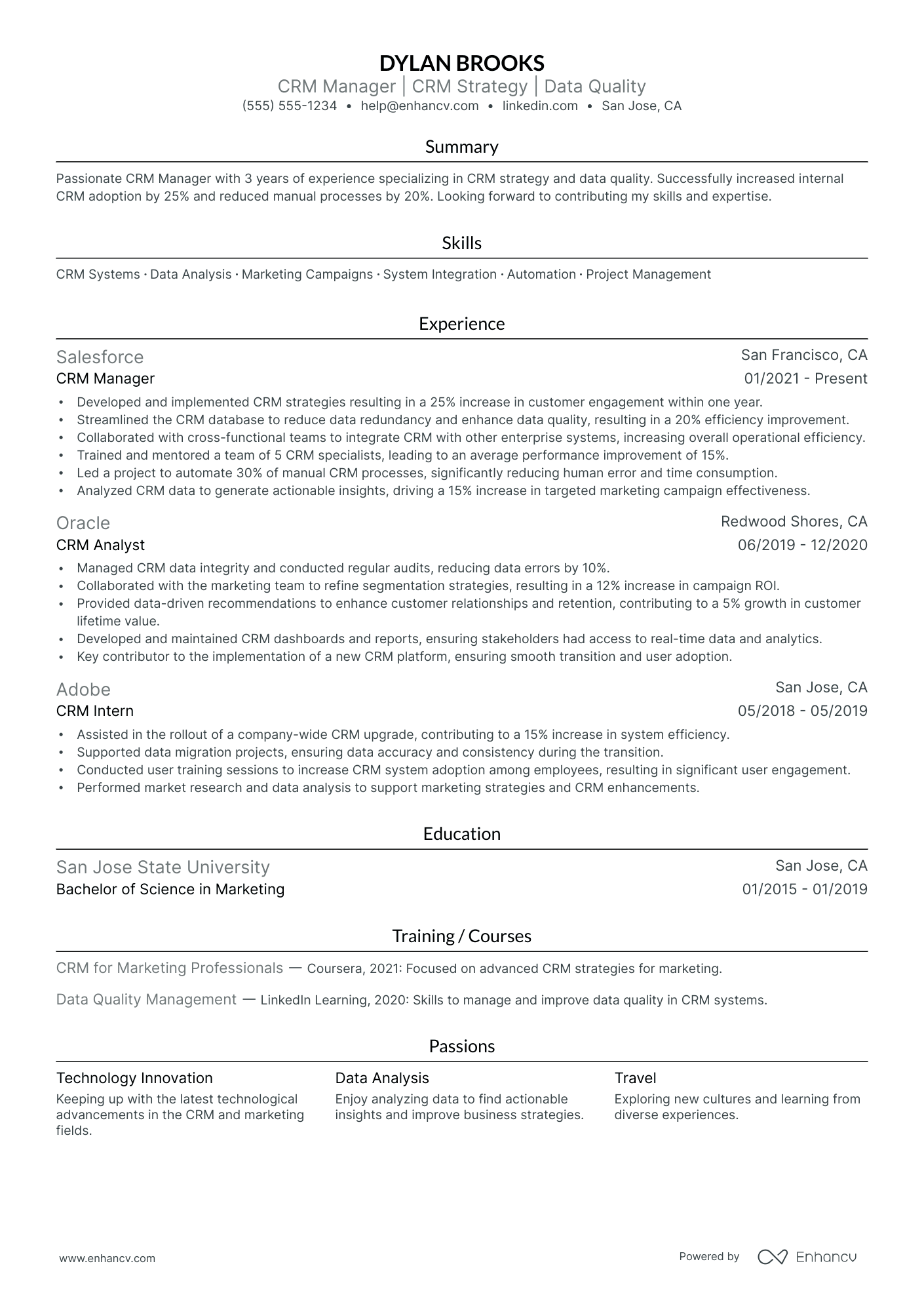 Senior Customer Relationship Manager resume example