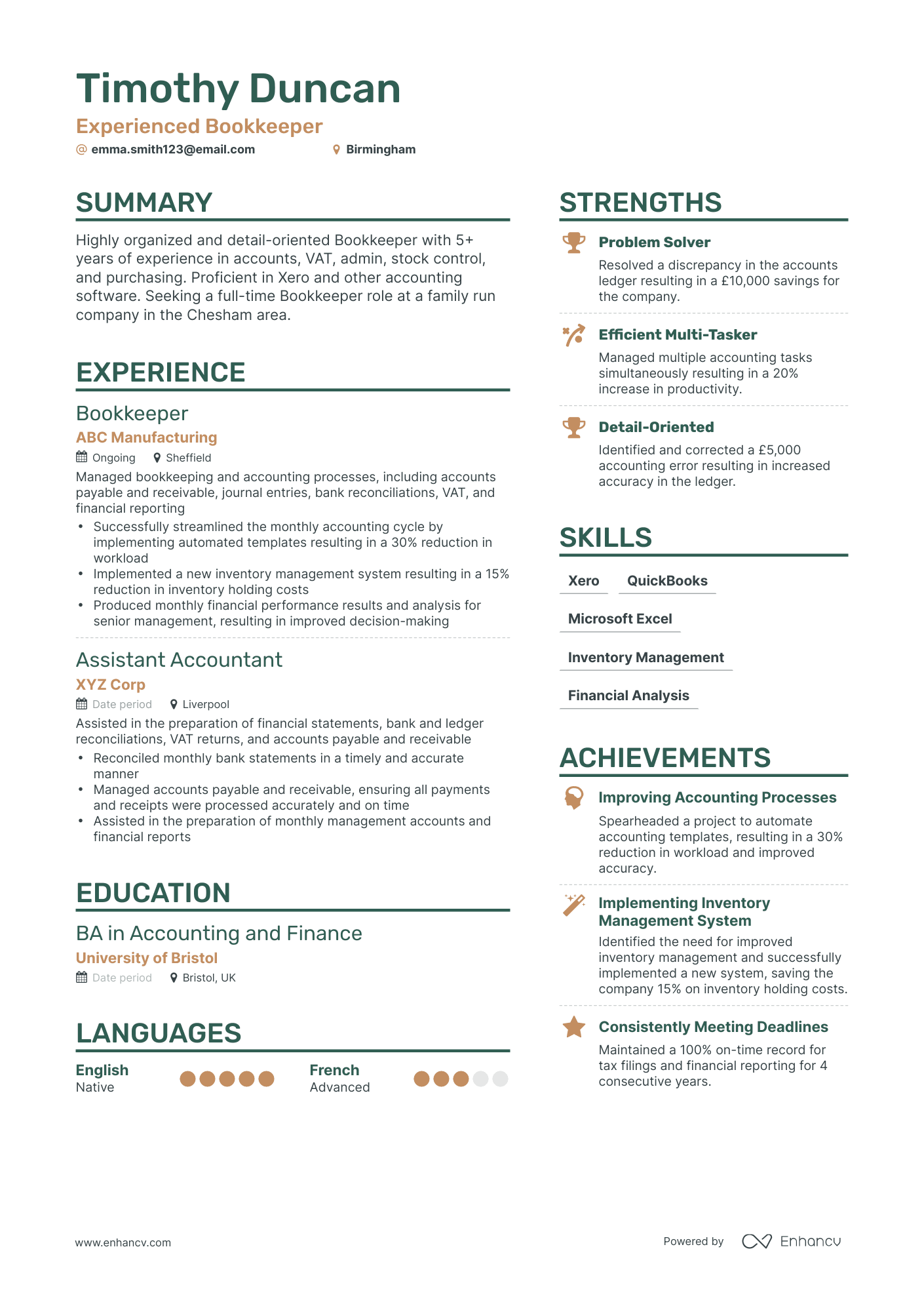 3 Bookkeeper CV Examples for 2023