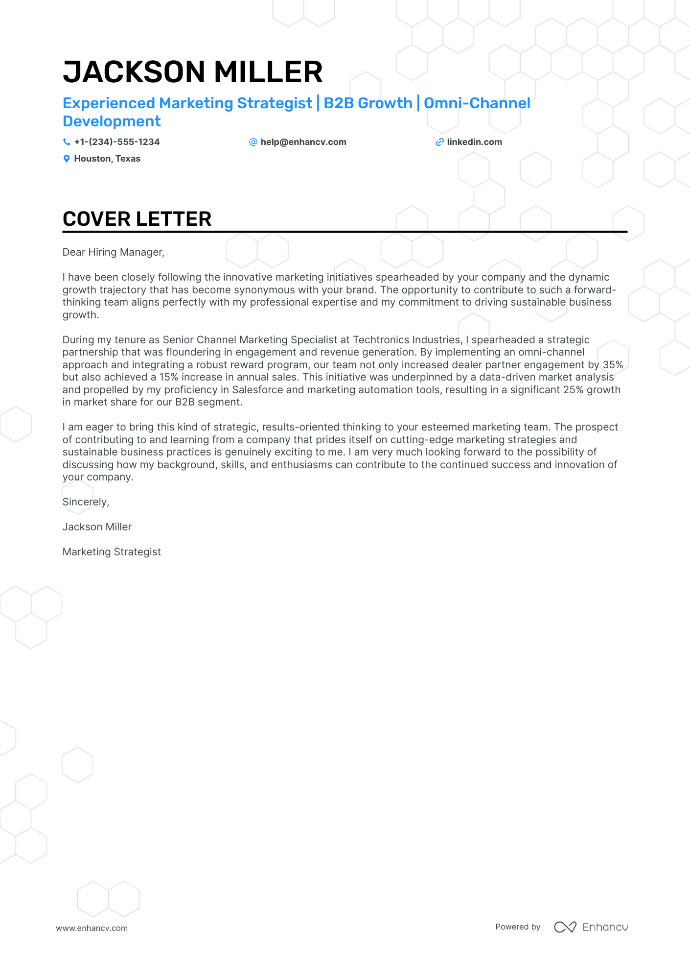 Channel Marketing Manager cover letter