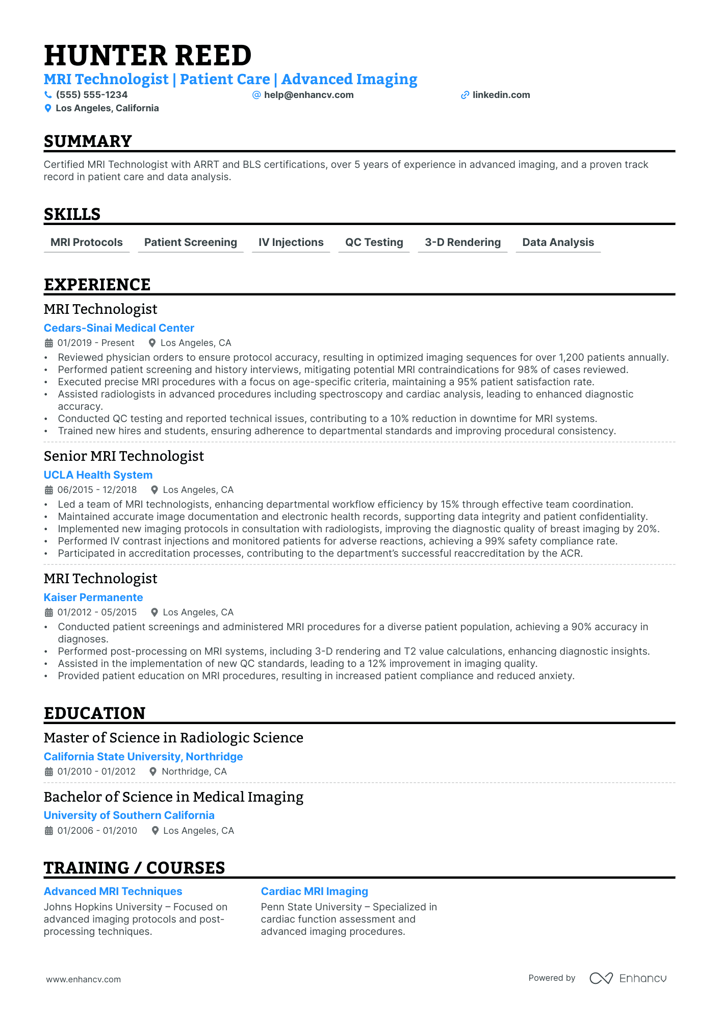 Junior Medical Technologist resume example