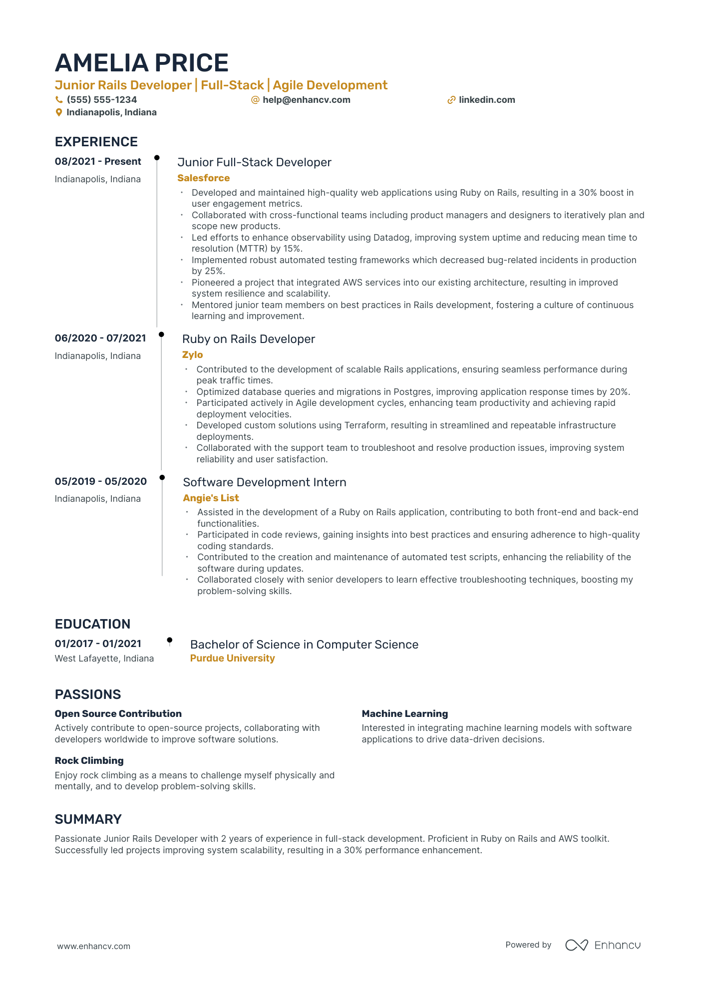 Ruby on Rails Backend Developer Resume Example Resume Example