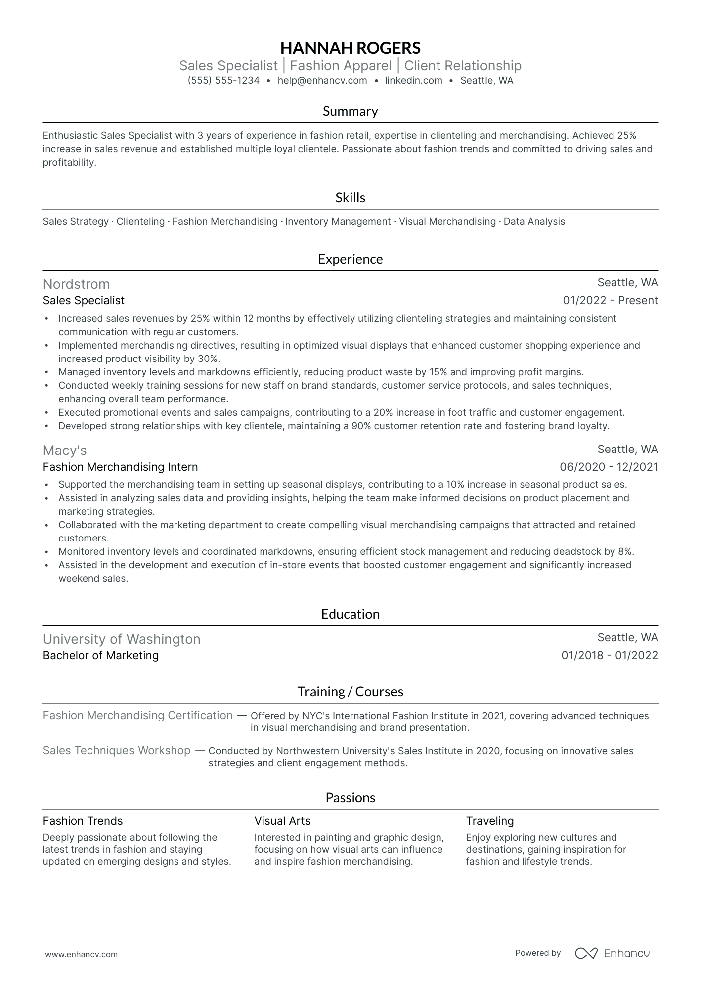 Fashion Design Consultant resume example