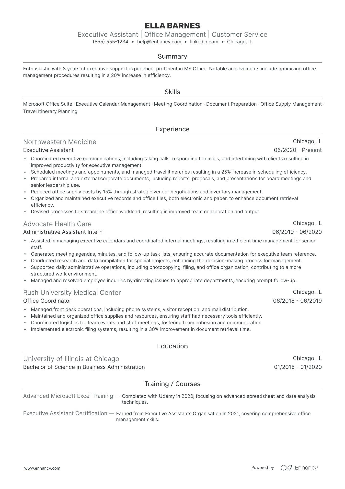 Executive Assistant to the Chief Operating Officer Resume Example Resume Example