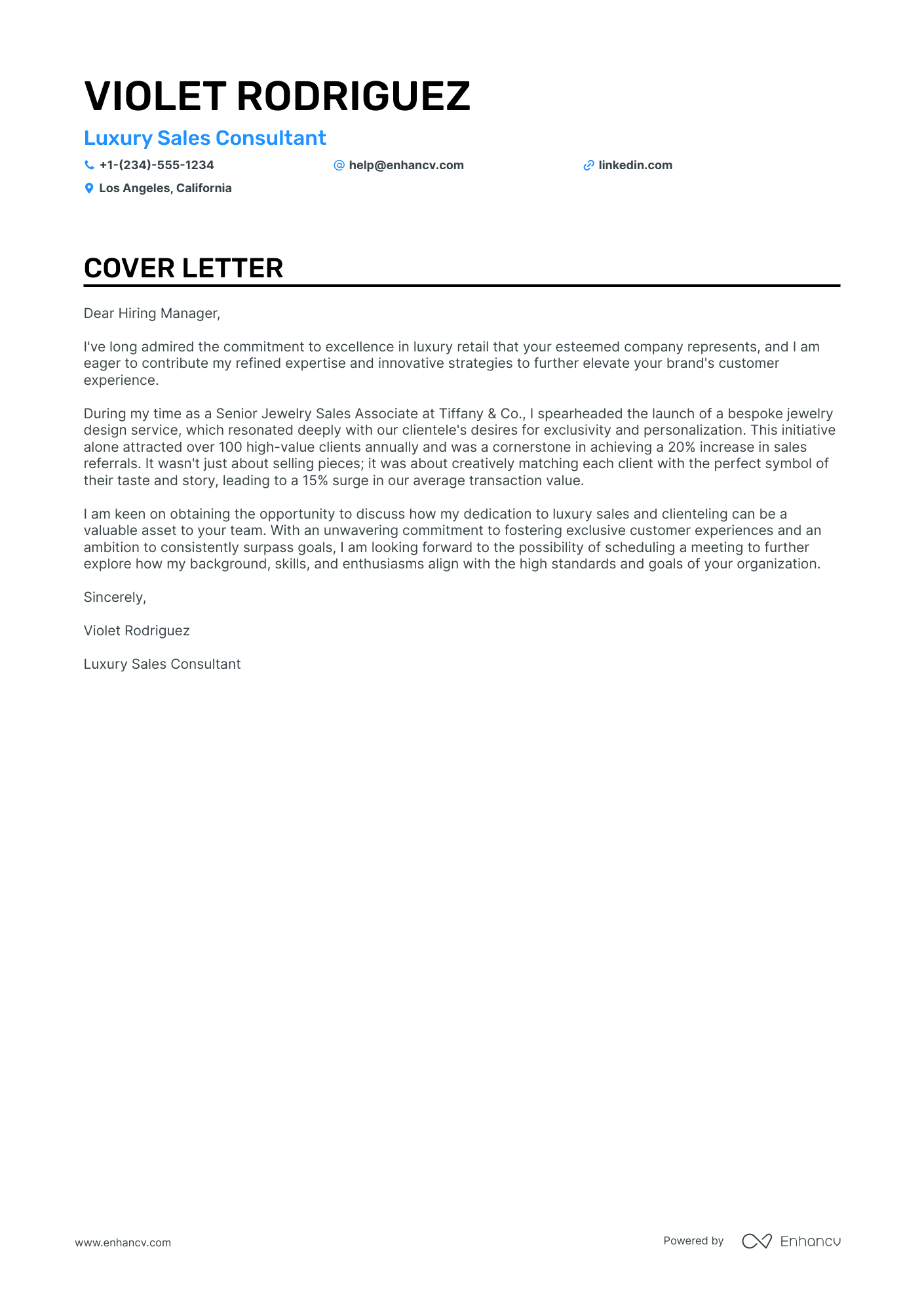 Jewelry Sales cover letter