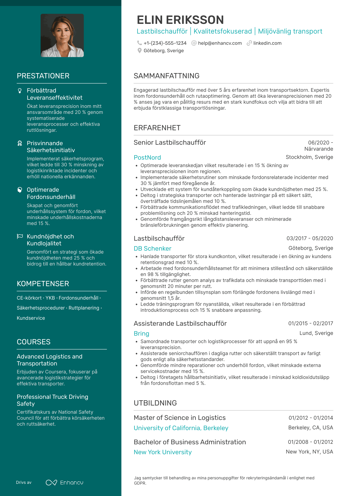 Lastbilschaufför CV