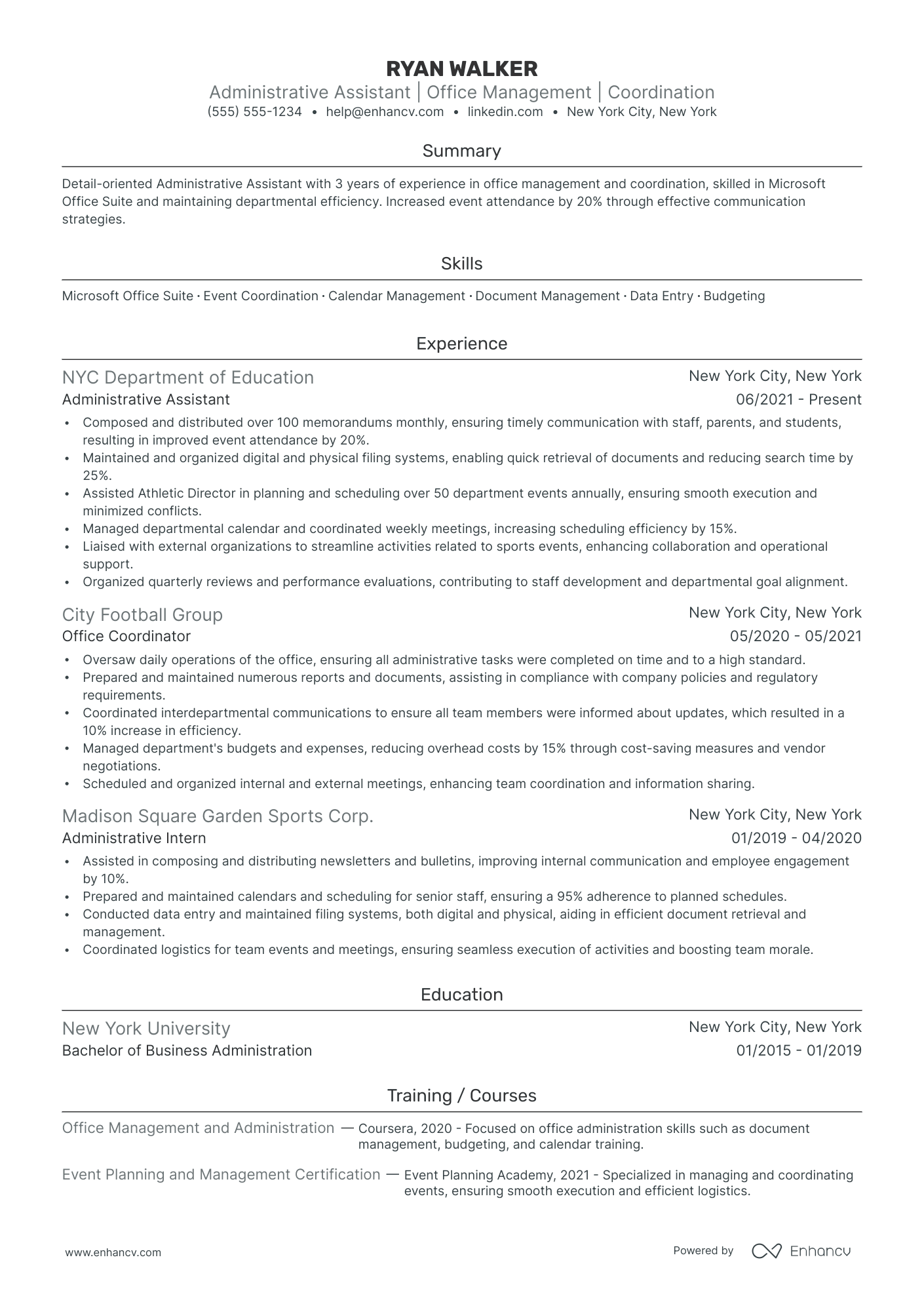 Personal Secretary resume example