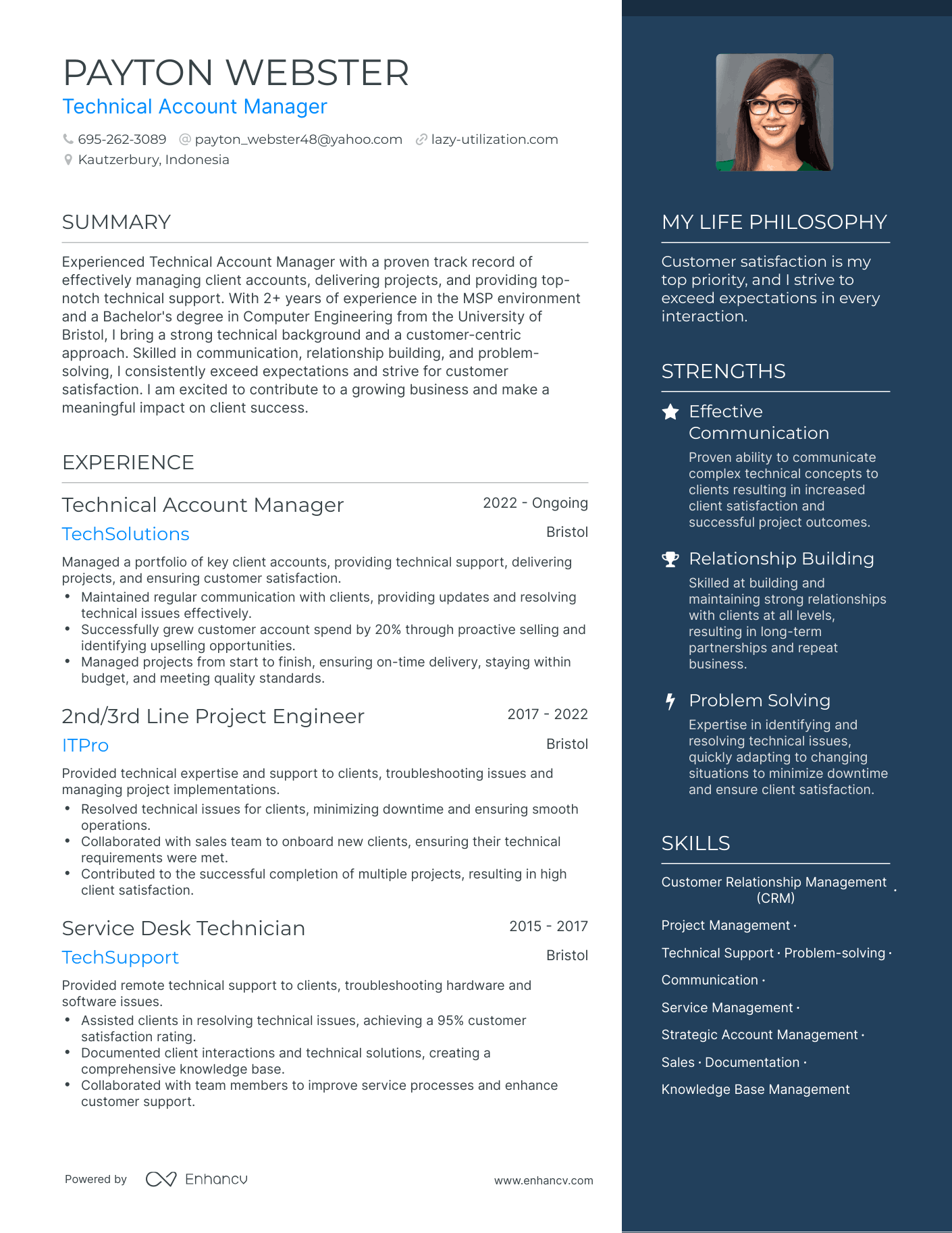 Modern Technical Account Manager Resume Example