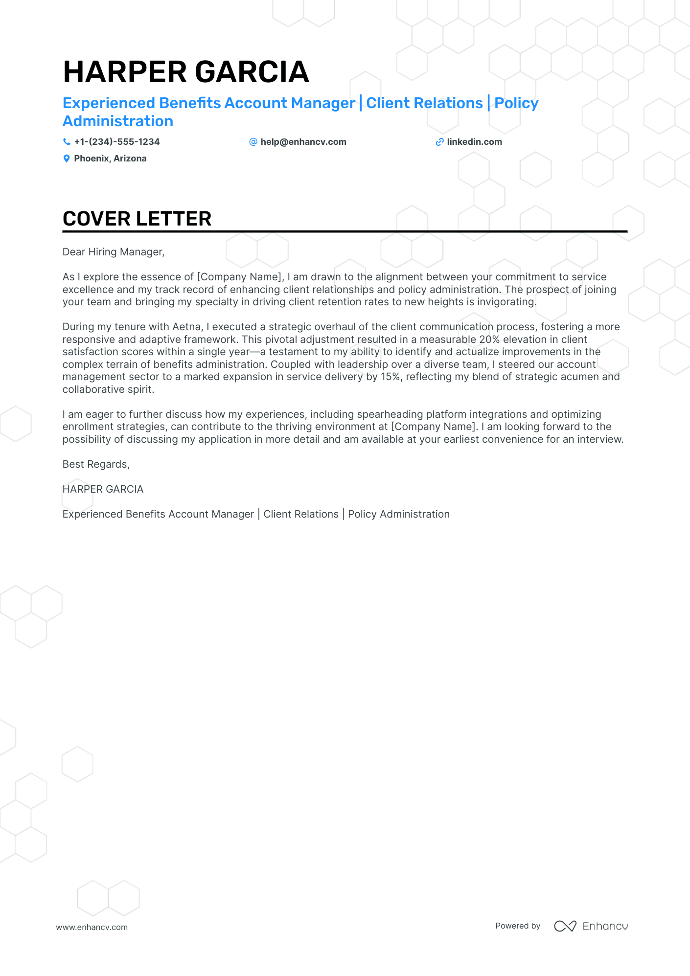 Client Account Manager cover letter