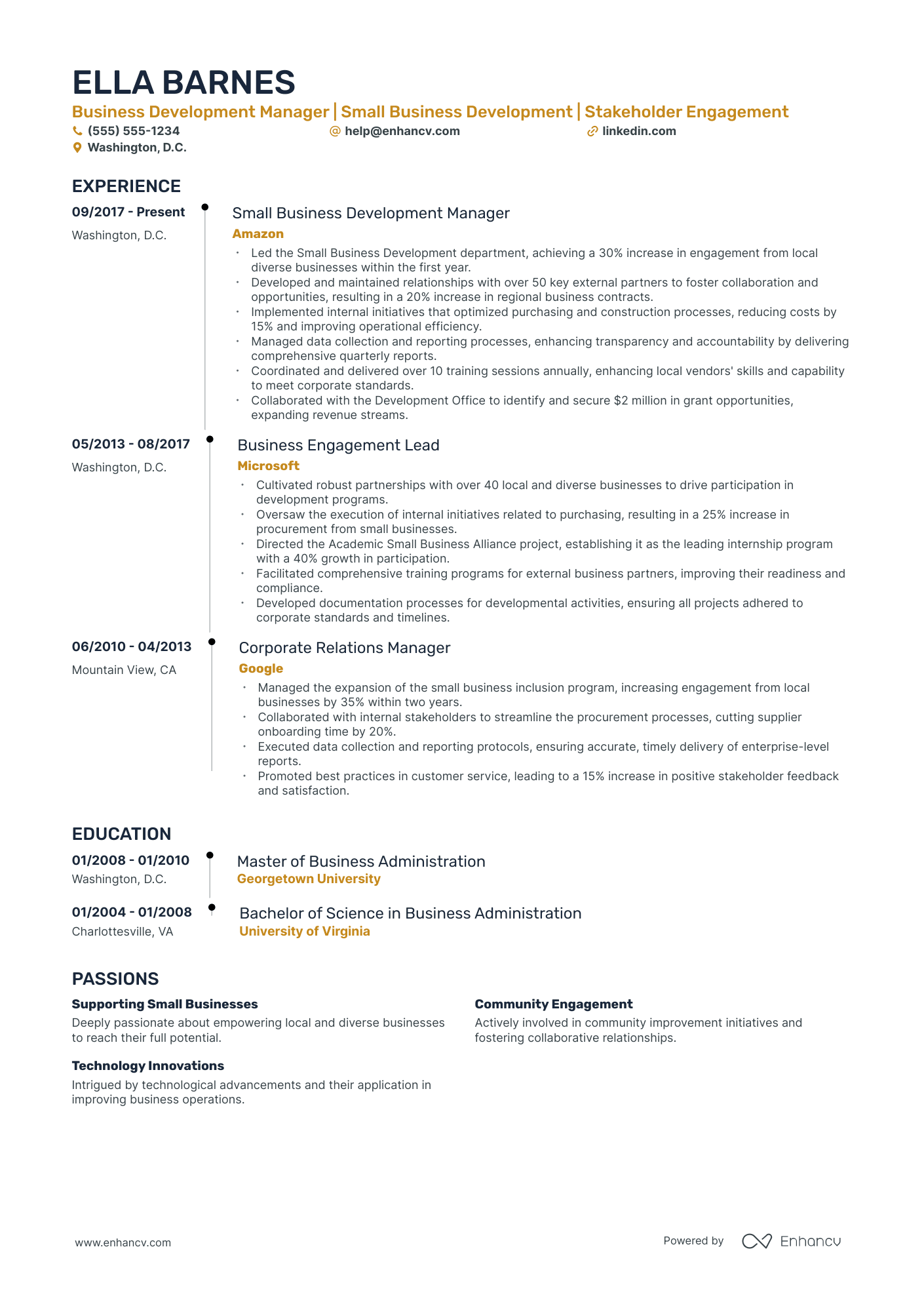 Junior Small Business Consultant resume example