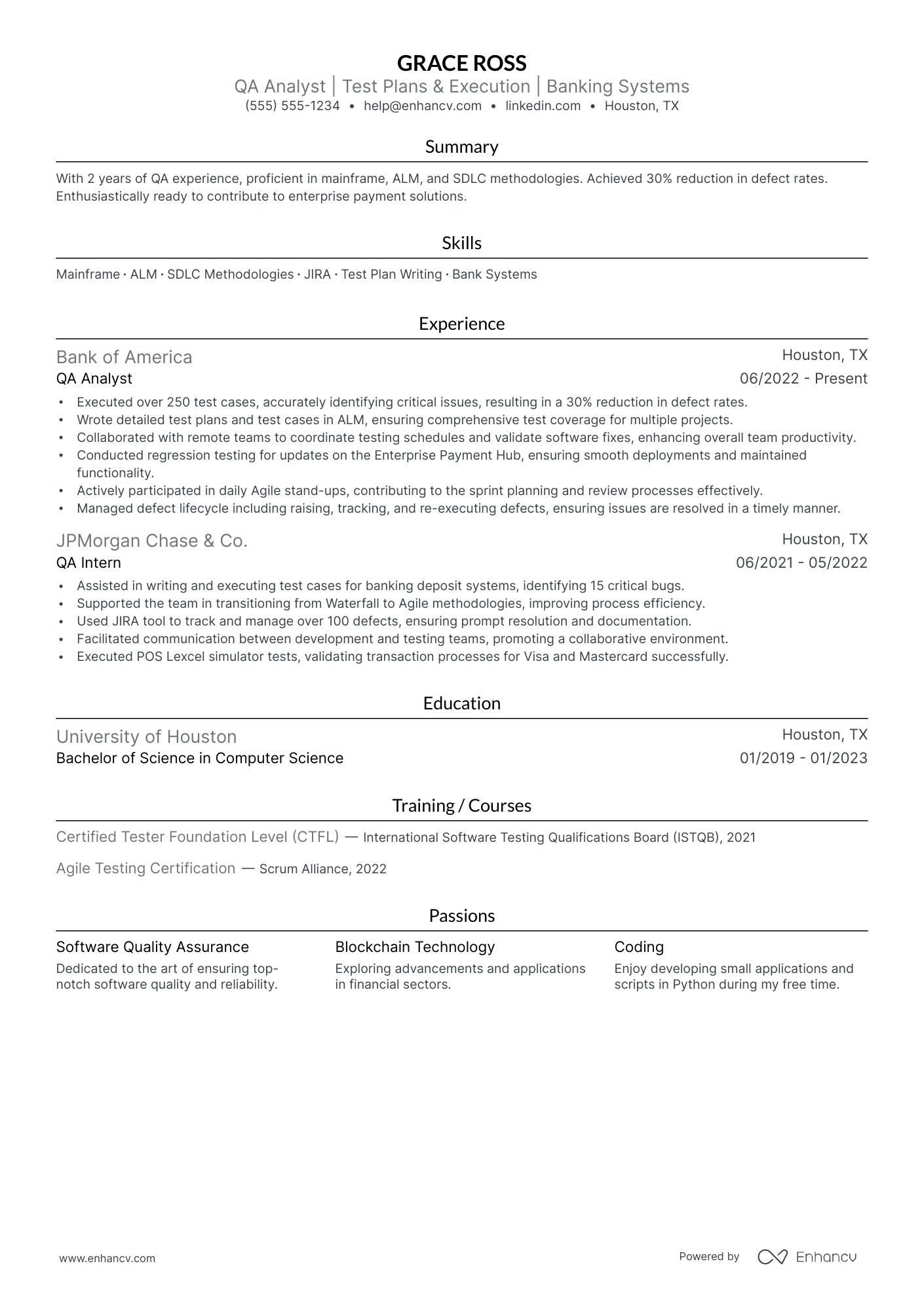 Senior QA Analyst resume example