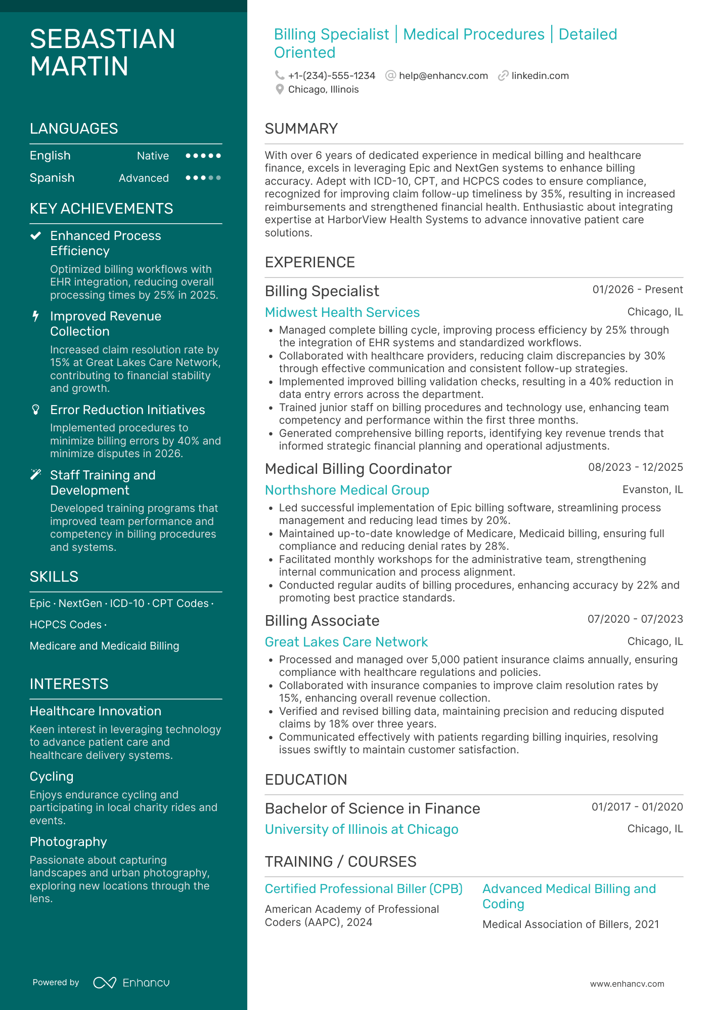 Billing Specialist resume example