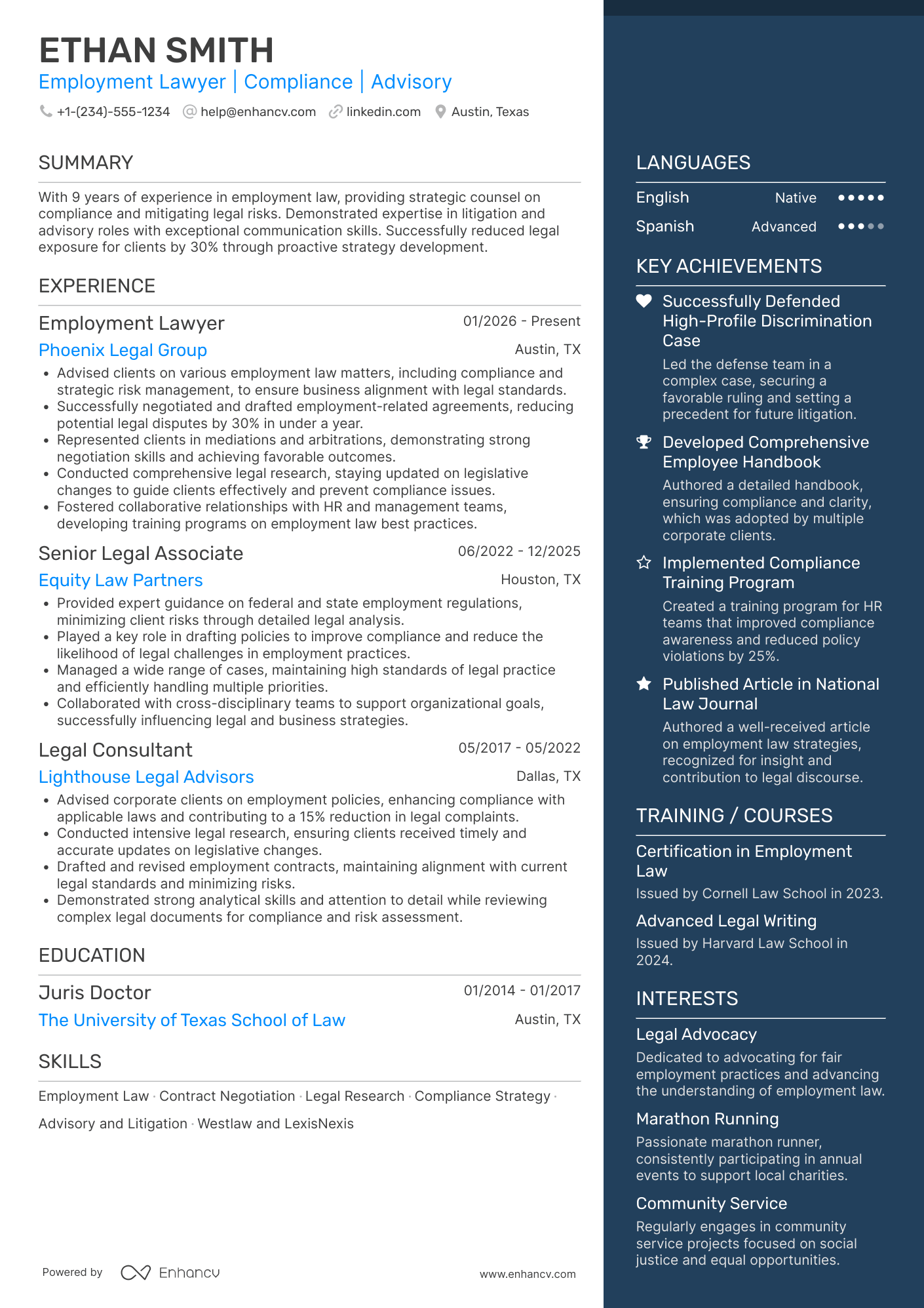 Employment Lawyer resume example