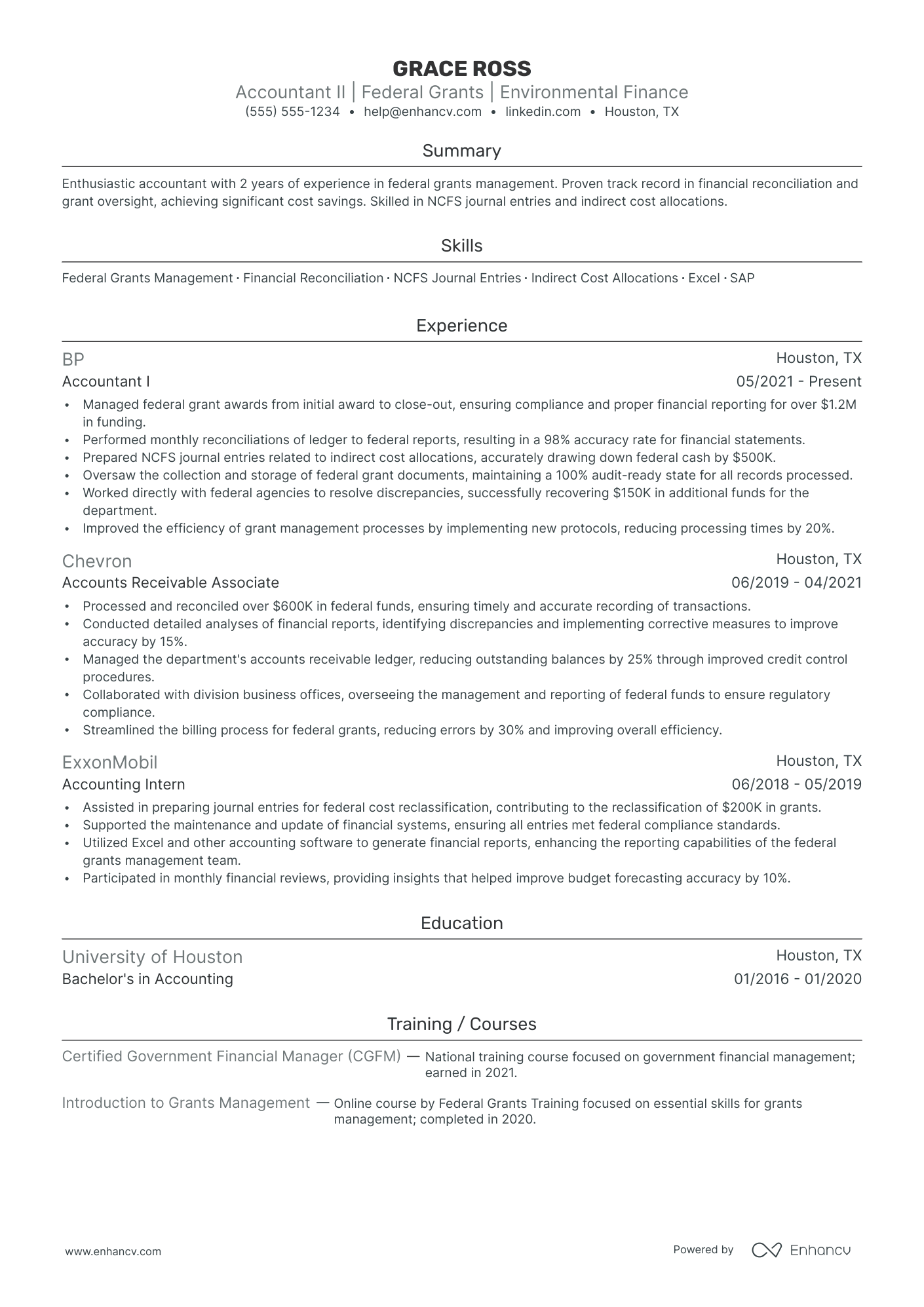 Environmental Accountant resume example