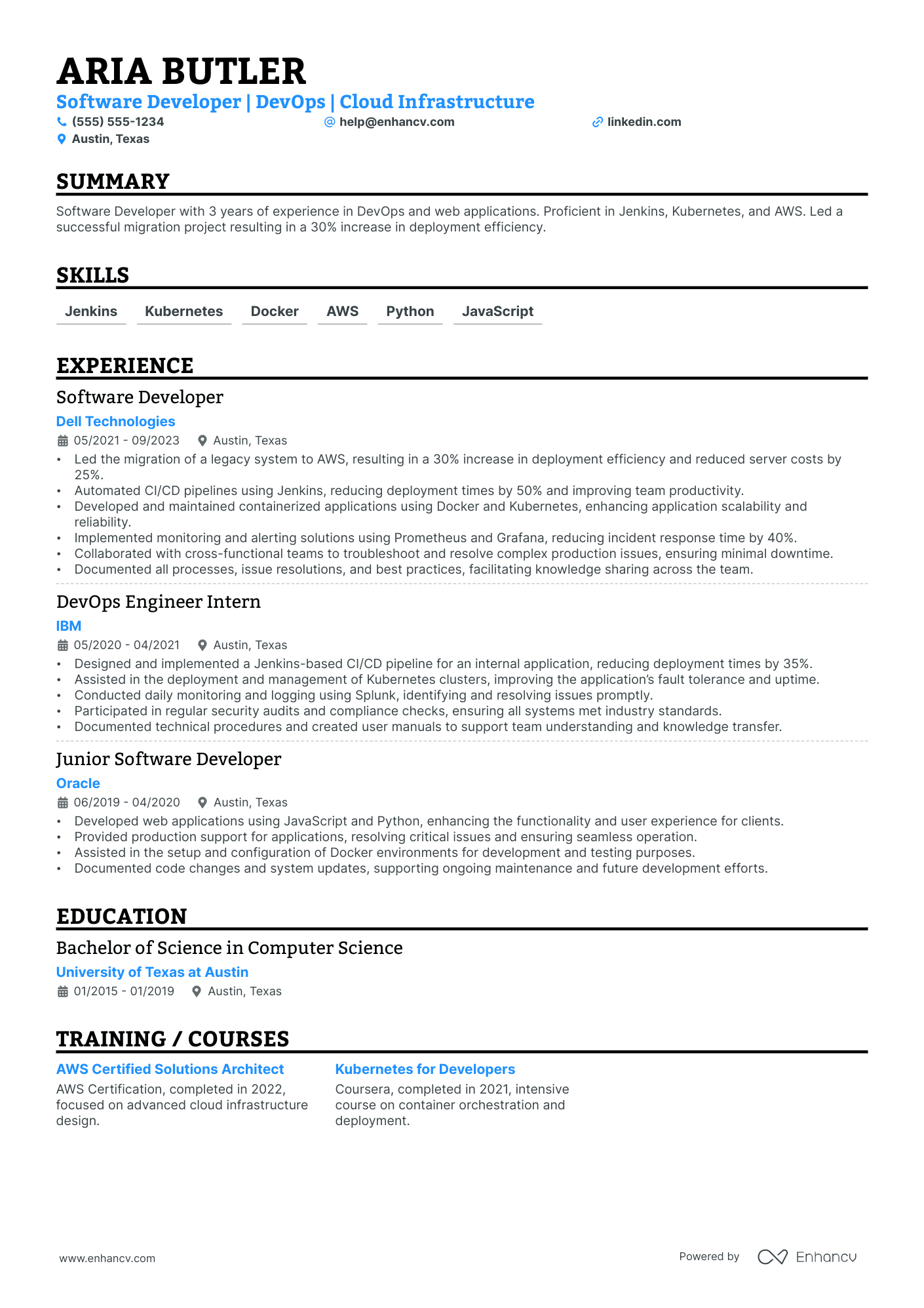 DevOps Software Engineer resume example